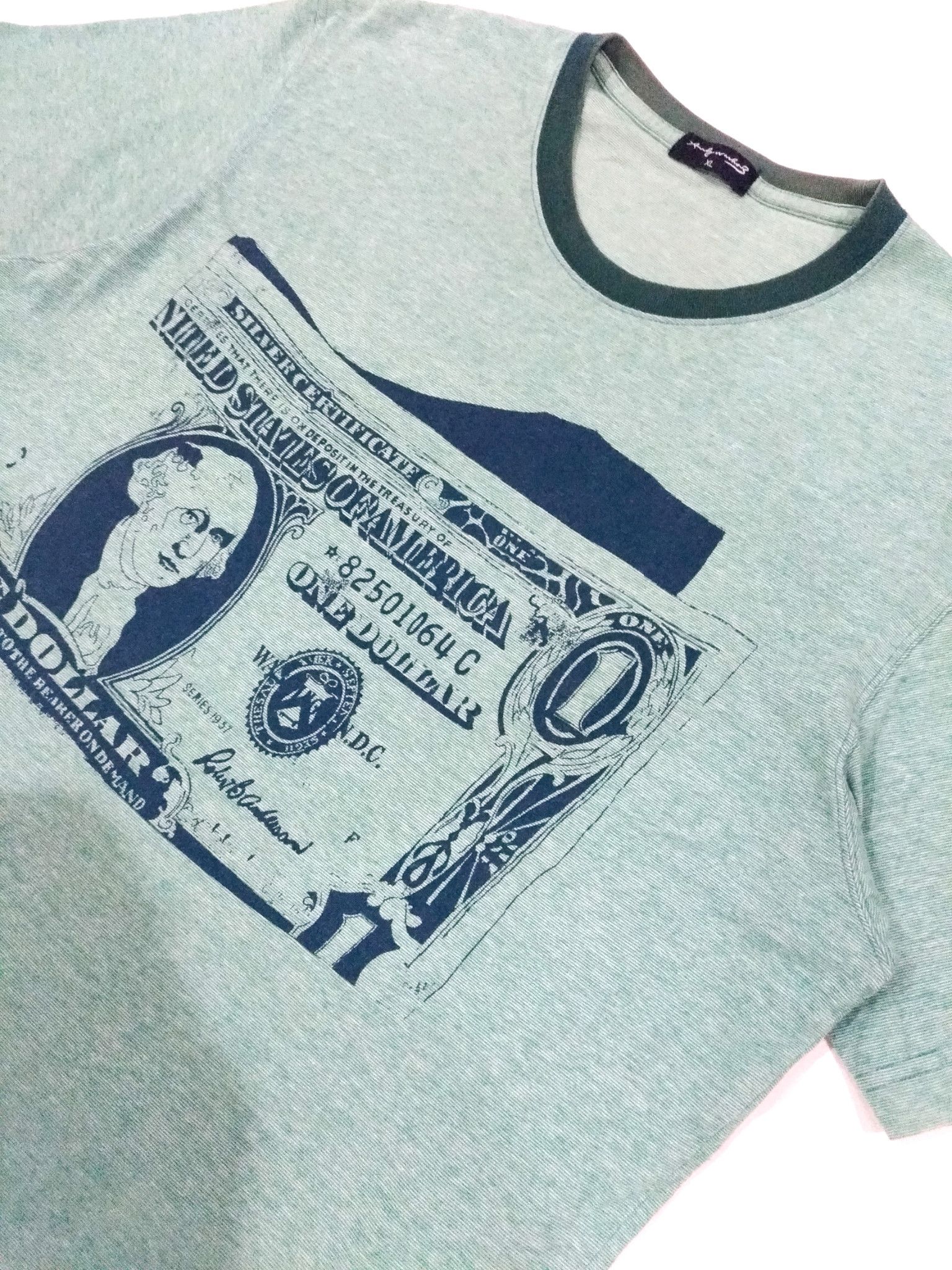 Andy Warhol × Designer RARE! VTG ANDY WARHOL ONE DOLLAR BILL POP ART T-SHIRT Size US XL / EU 56 / 4 - 6 Thumbnail
