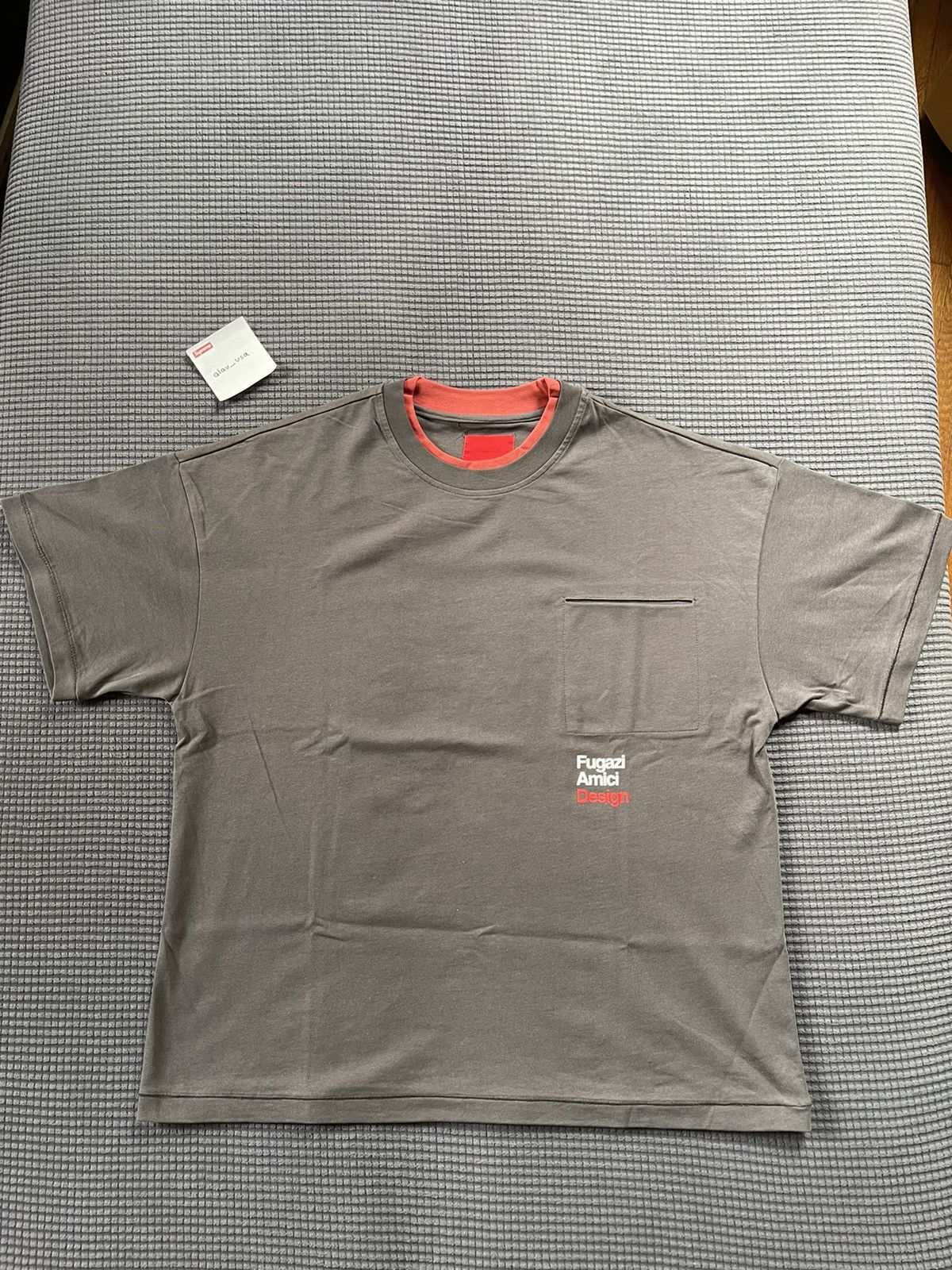 image of Fugazi Original Design Double Collar Pocket Tee in Washed Black, Men's (Size Large)