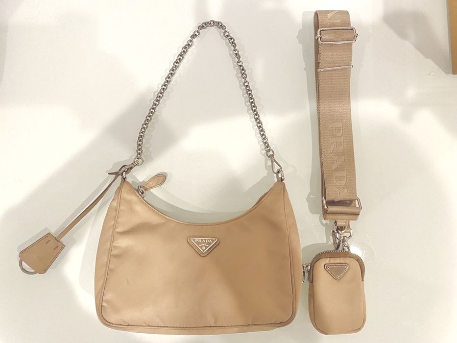 Prada Multi-Pochette Bag Nylon Re-Edition 2005 in Beige - Fashion Blog