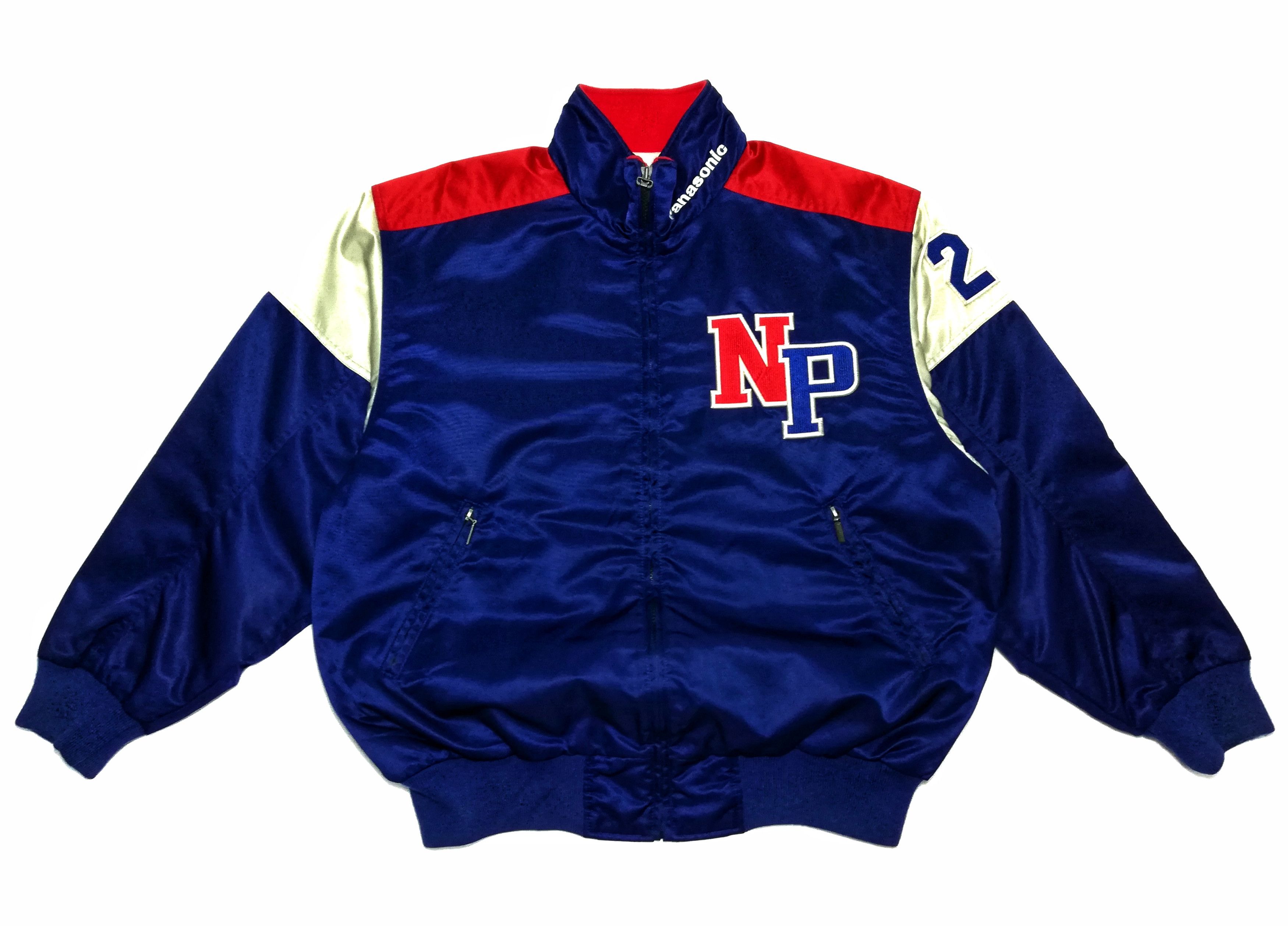 image of Descente Vintage Panasonic Np 21 Bomber Zipper Jacket Nylon in Navy Blue, Men's (Size Large)