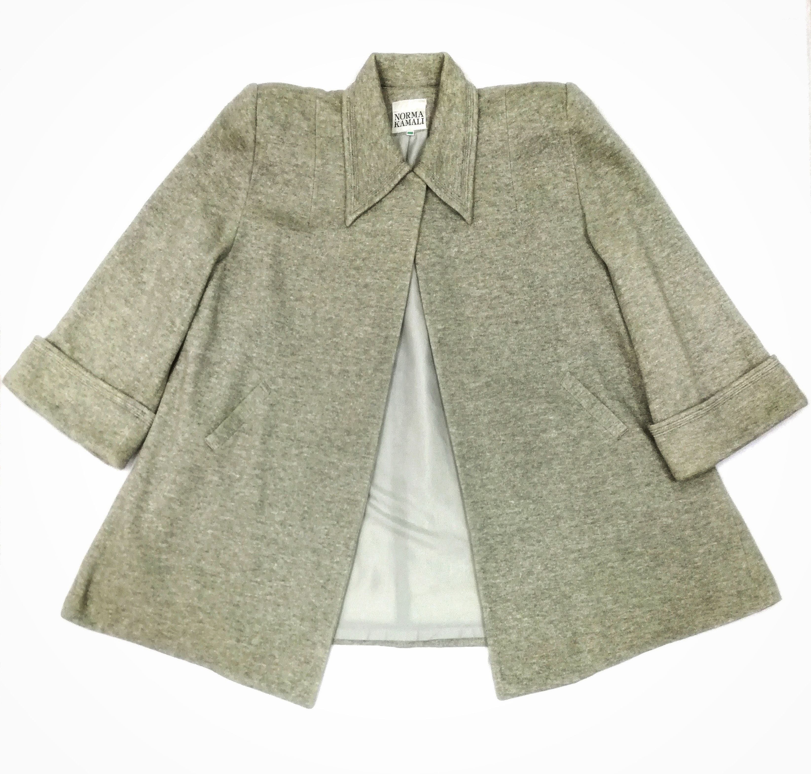 Designer 🔥Norma Kamali Minimalist Grey Long Coat Polyester/Cotton Size US M / EU 48-50 / 2 - 5 Thumbnail