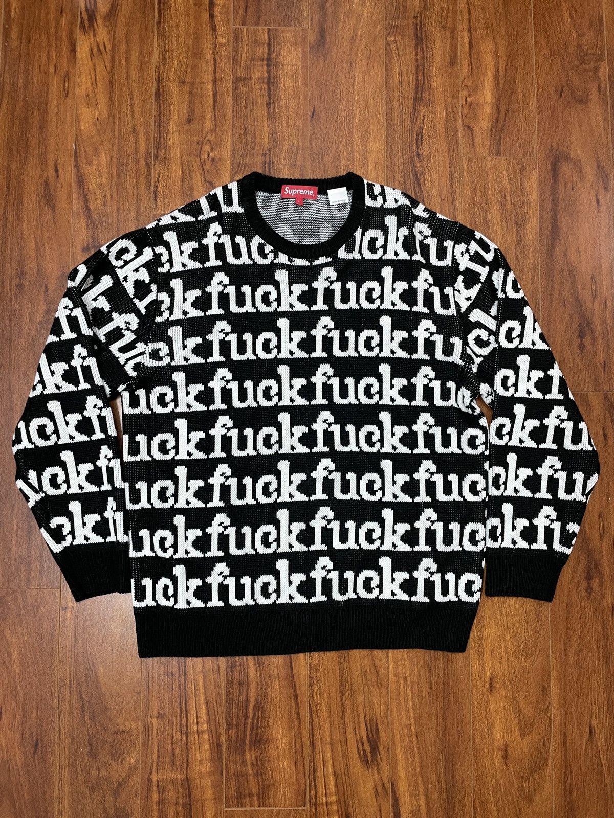 Pre-owned Fuck Sweater Ss22 All Over Print In Black