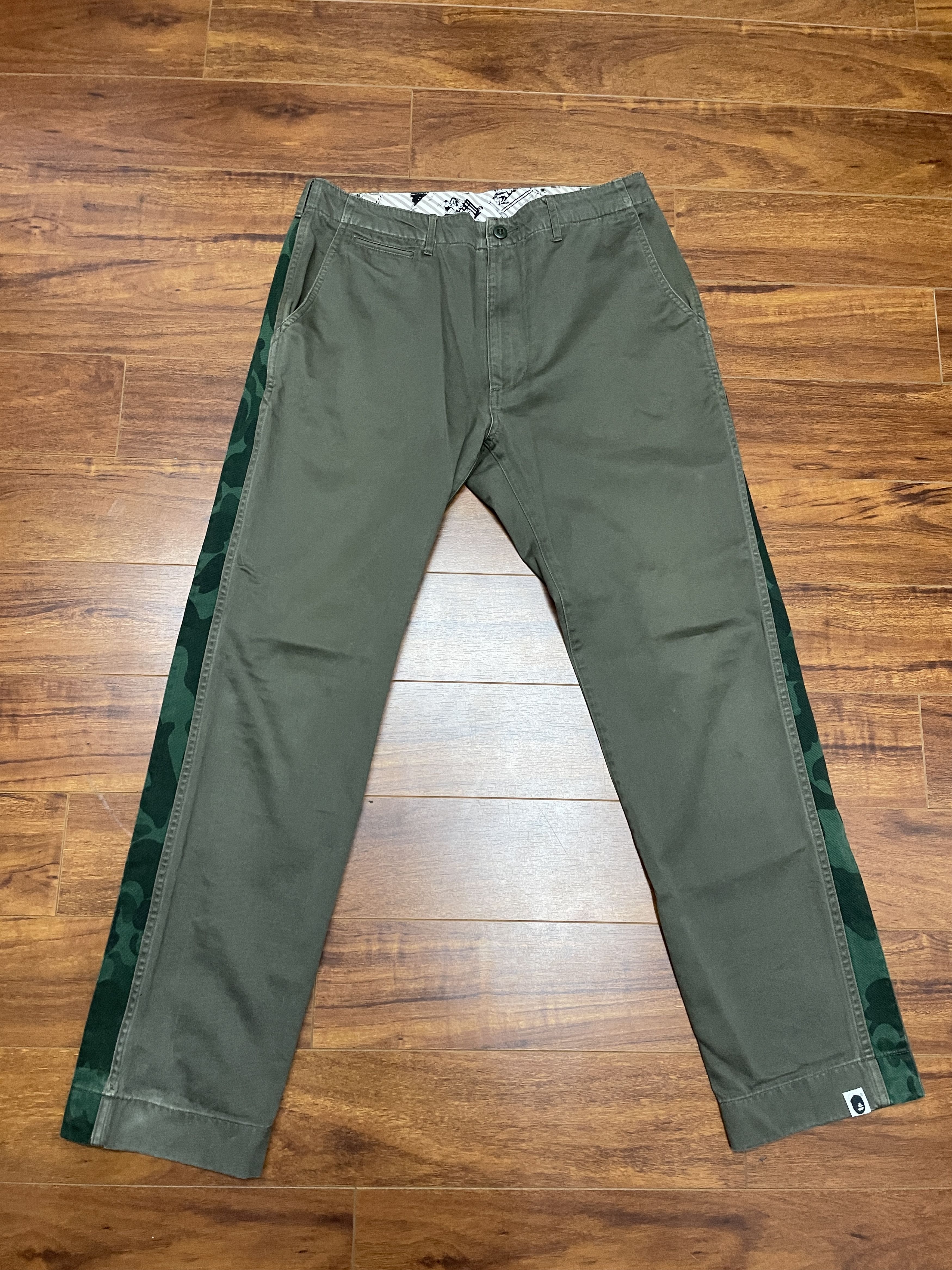 Bape 2004 Bape Camo Side Stripe Khaki Chino Pants Size Medium Size US 32 / EU 48 - 1 Thumbnail
