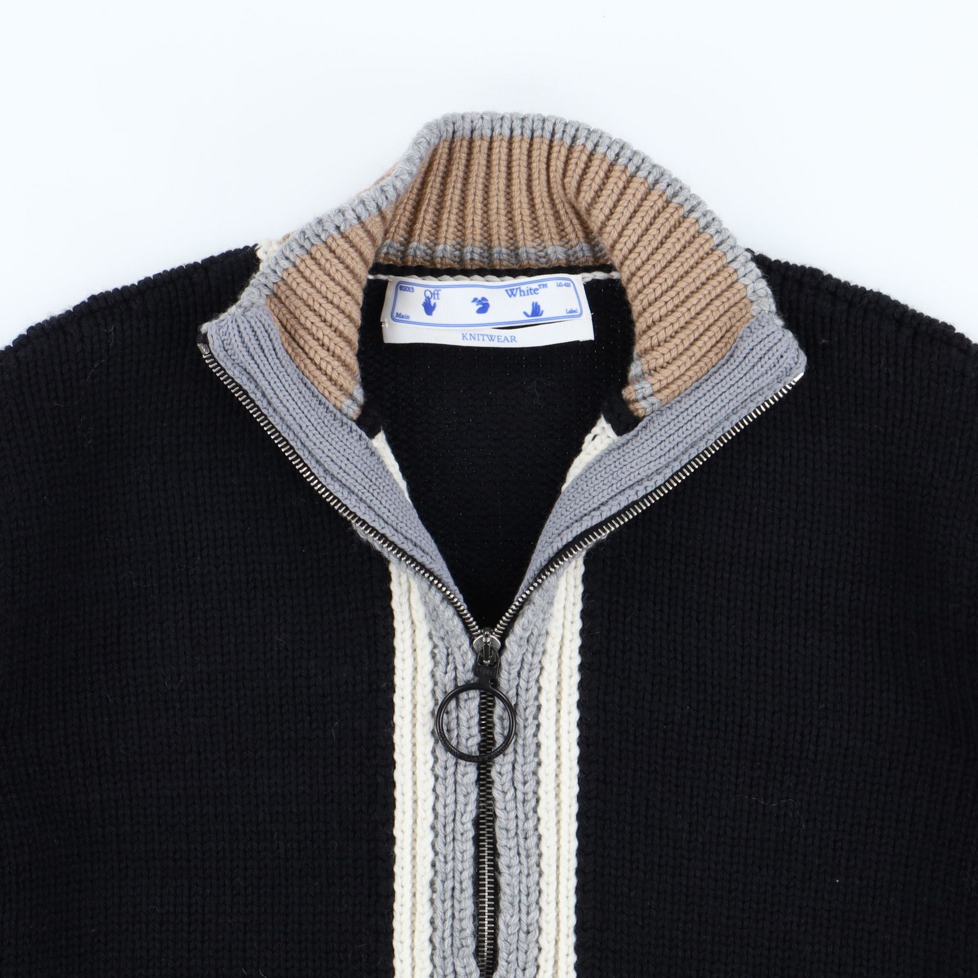 Off-White Black Web Zipped Mock Neck Wool Sweater Size US S / EU 44-46 / 1 - 4 Thumbnail