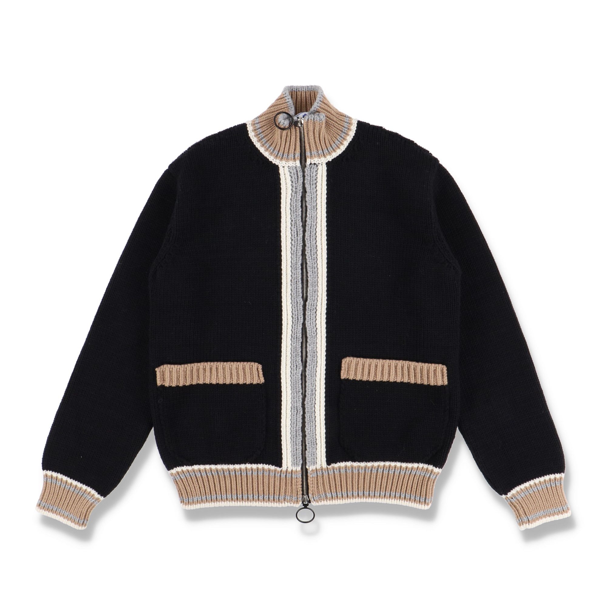Off-White Black Web Zipped Mock Neck Wool Sweater Size US S / EU 44-46 / 1 - 1 Thumbnail