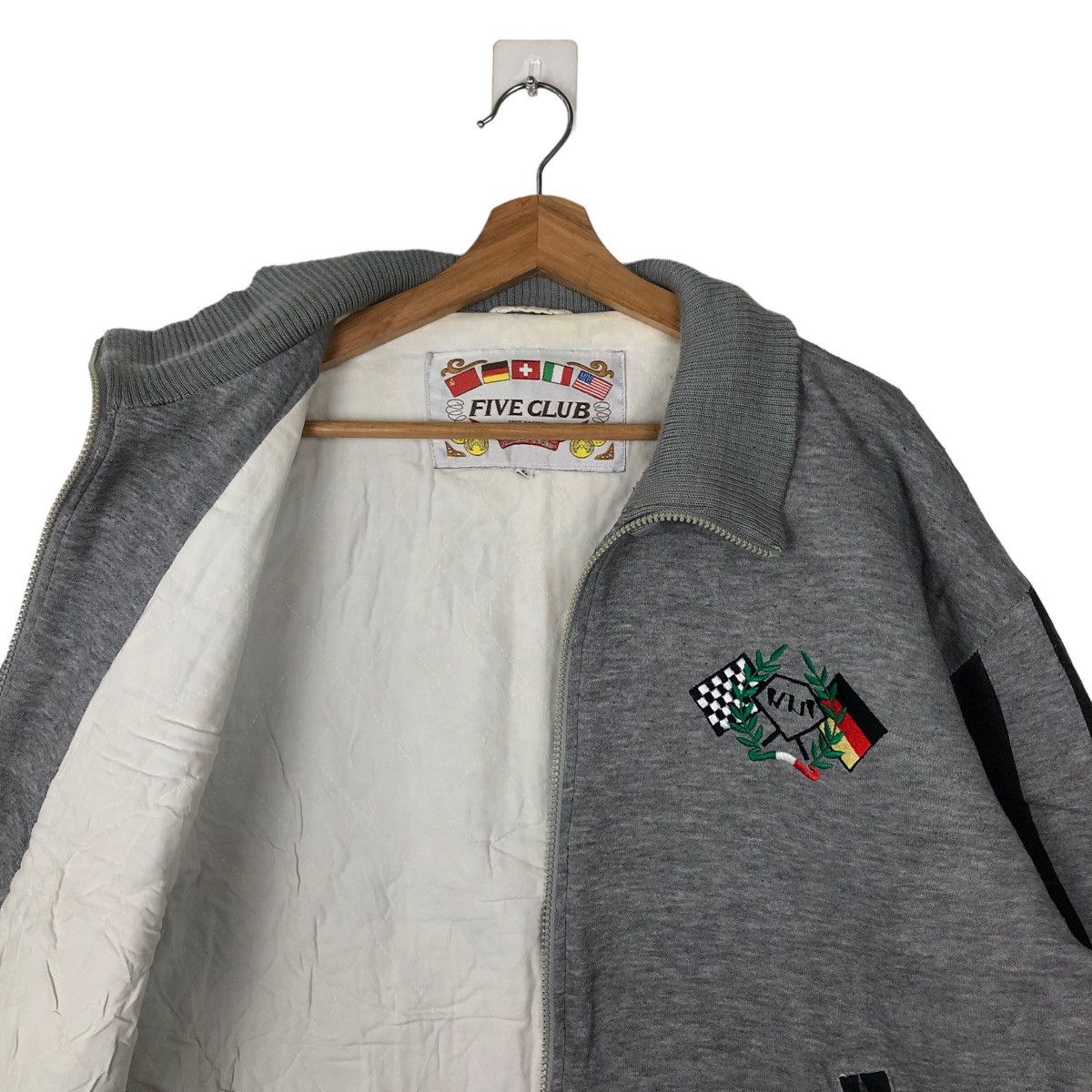 Japanese Brand VINTAGE FIVE CLUB BOMBER JACKET RIOT RIOT BIG LOGO RICKOWENS Size US L / EU 52-54 / 3 - 9 Thumbnail