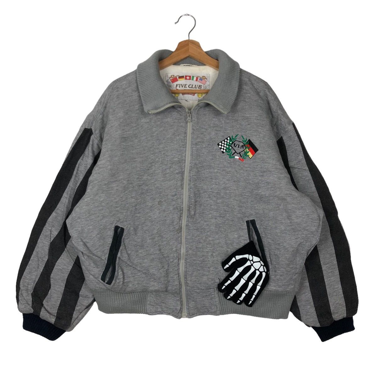 Japanese Brand VINTAGE FIVE CLUB BOMBER JACKET RIOT RIOT BIG LOGO RICKOWENS Size US L / EU 52-54 / 3 - 2 Thumbnail