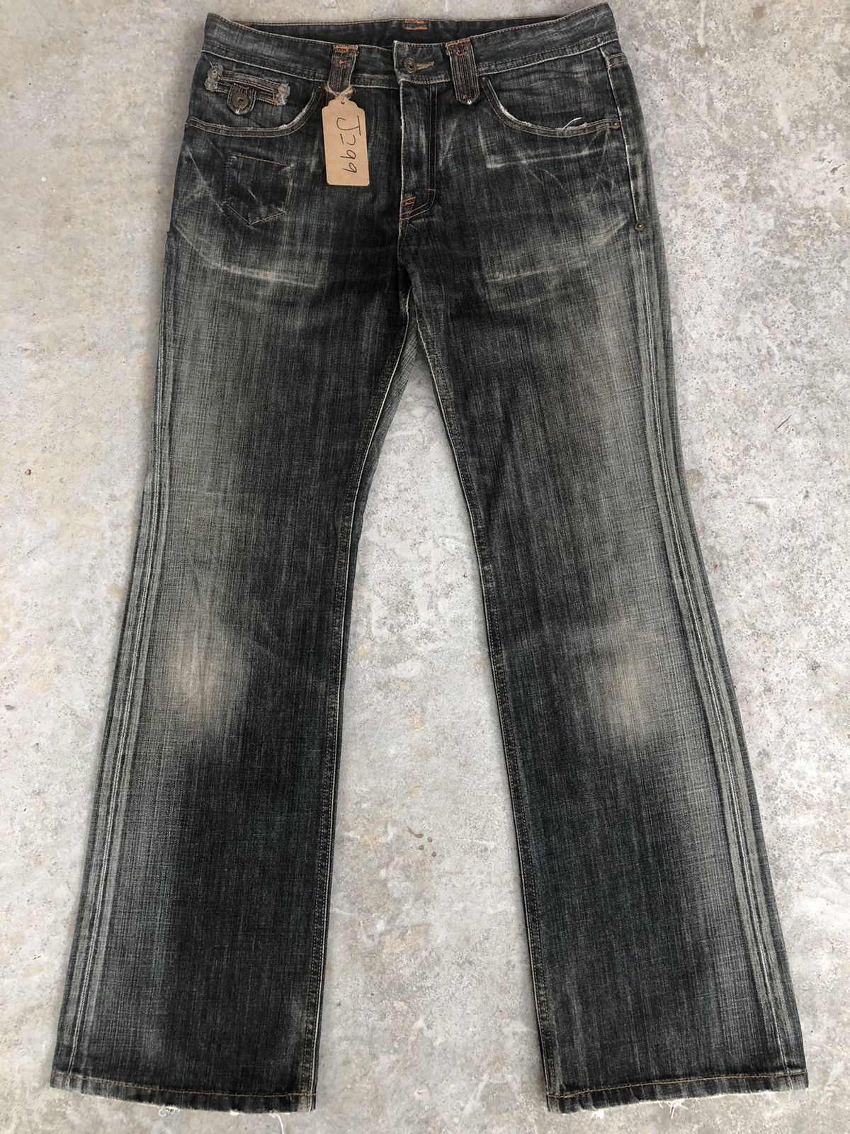 Japanese Brand Japanese Back Number Flared Jeans Distressed Denim Size US 33 - 1 Thumbnail