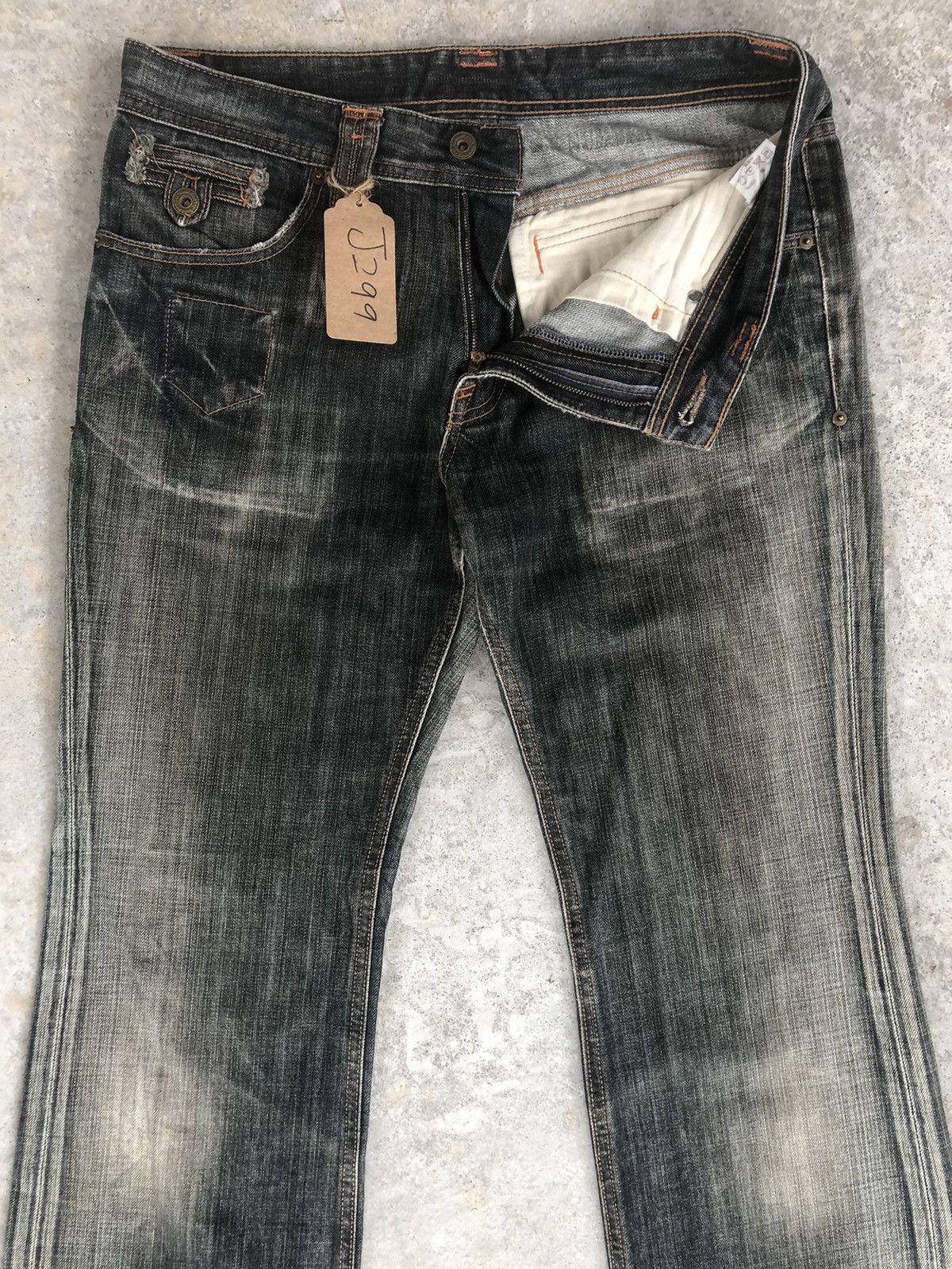 Japanese Brand Japanese Back Number Flared Jeans Distressed Denim Size US 33 - 3 Thumbnail