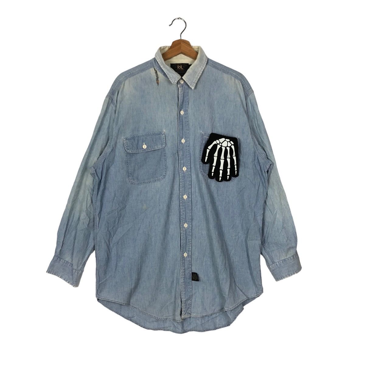 RRL Ralph Lauren VINTAGE CHAMBRAY DENIM DOUBLE RL RALPH LAUREN Size US L / EU 52-54 / 3 - 1 Thumbnail