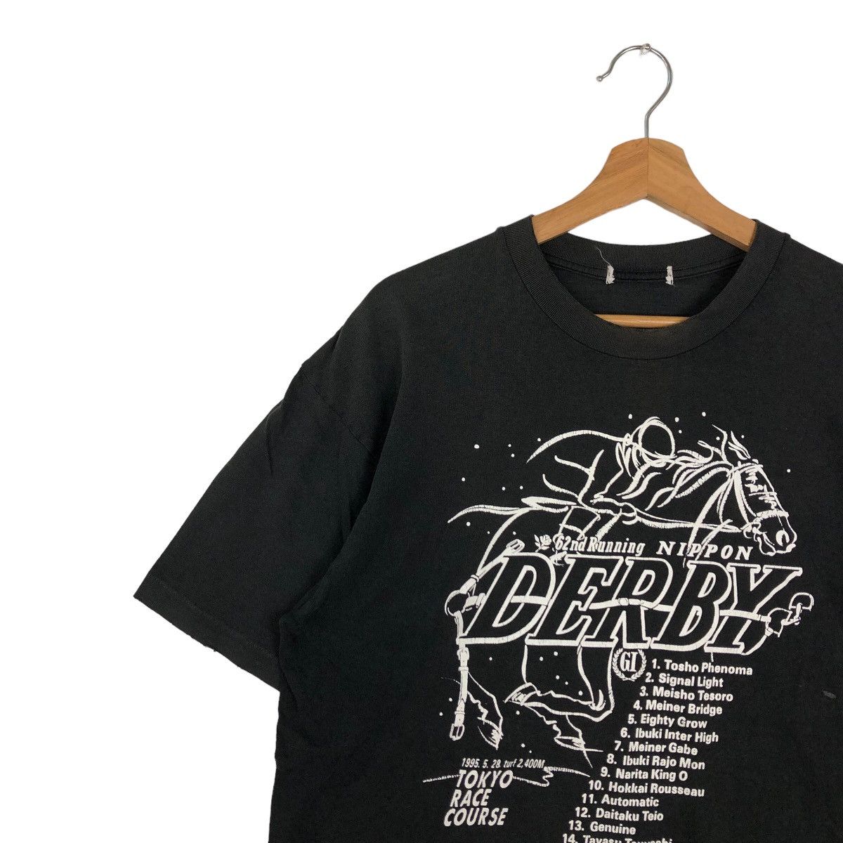 Japanese Brand VINTAGE 1985 NIPPON DERBY TEE BIG LOGO SPORTS Size US L / EU 52-54 / 3 - 6 Thumbnail