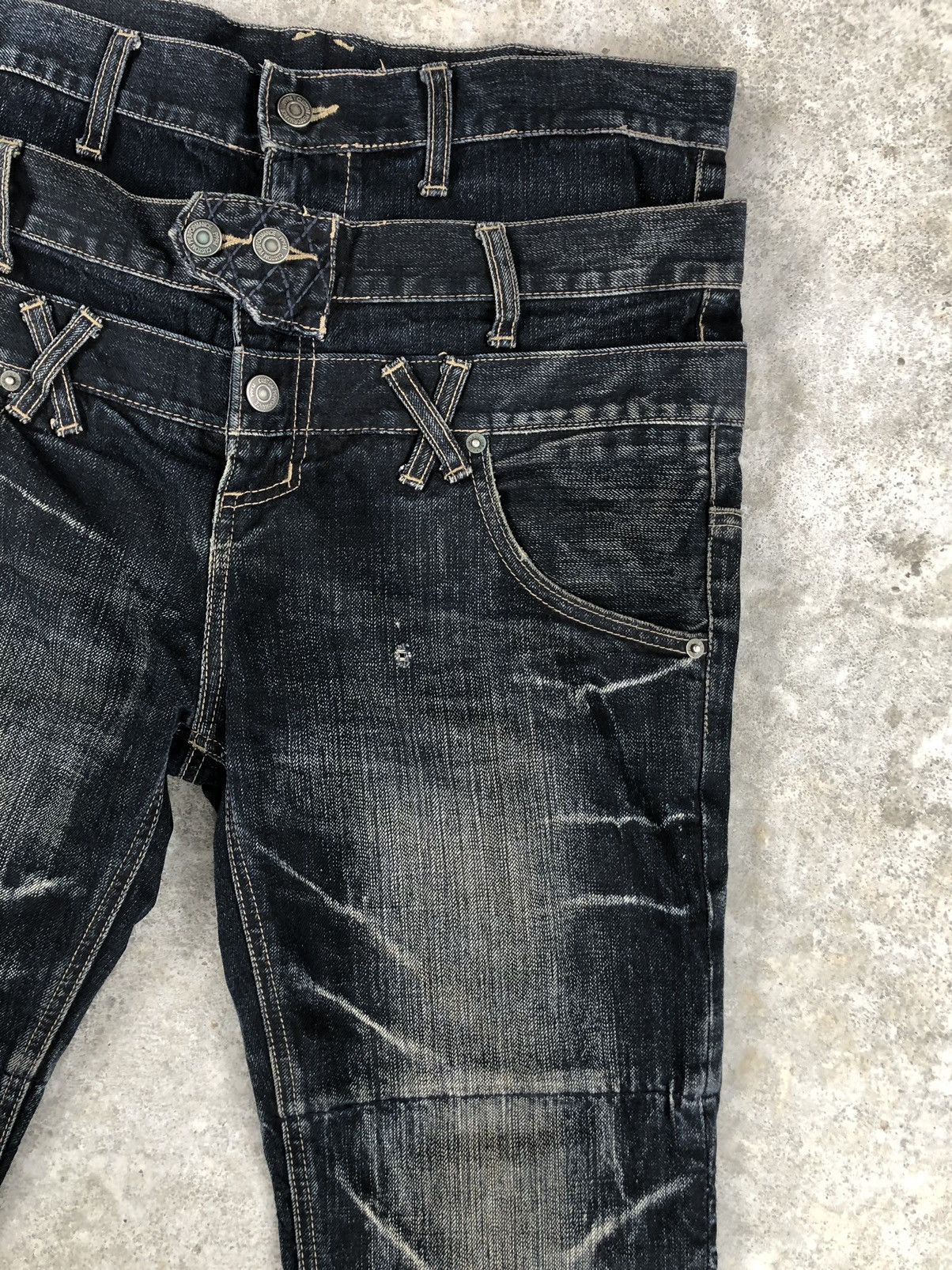 PPFM PPFM Double Waist Distressed Denim Punk Style Size US 33 - 8 Thumbnail