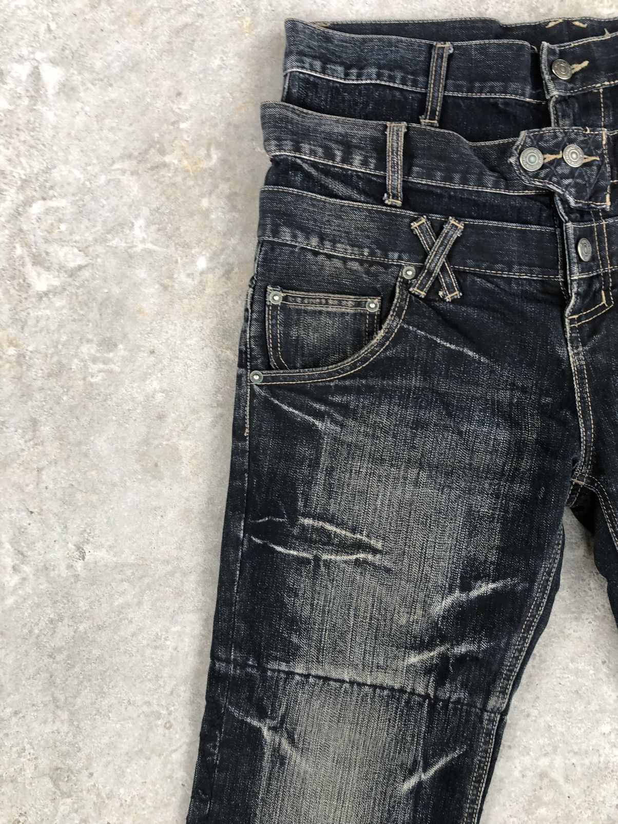 PPFM PPFM Double Waist Distressed Denim Punk Style Size US 33 - 7 Thumbnail