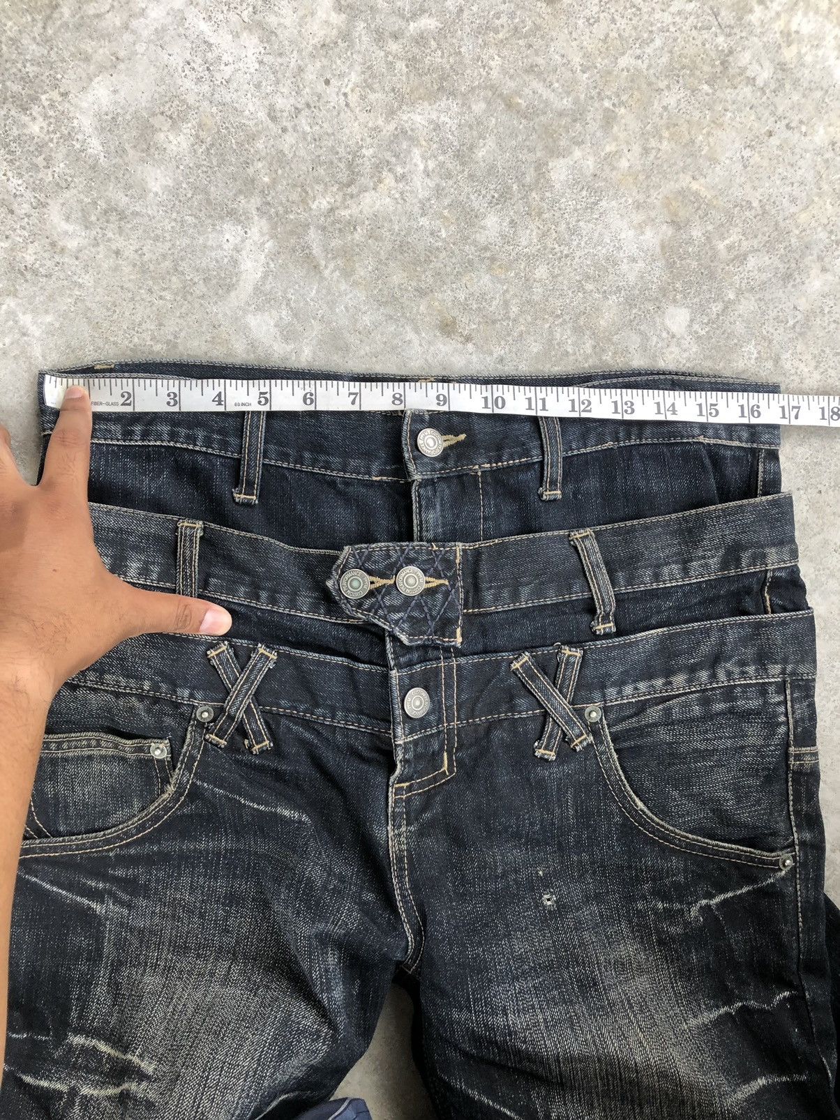 PPFM PPFM Double Waist Distressed Denim Punk Style Size US 33 - 17 Thumbnail