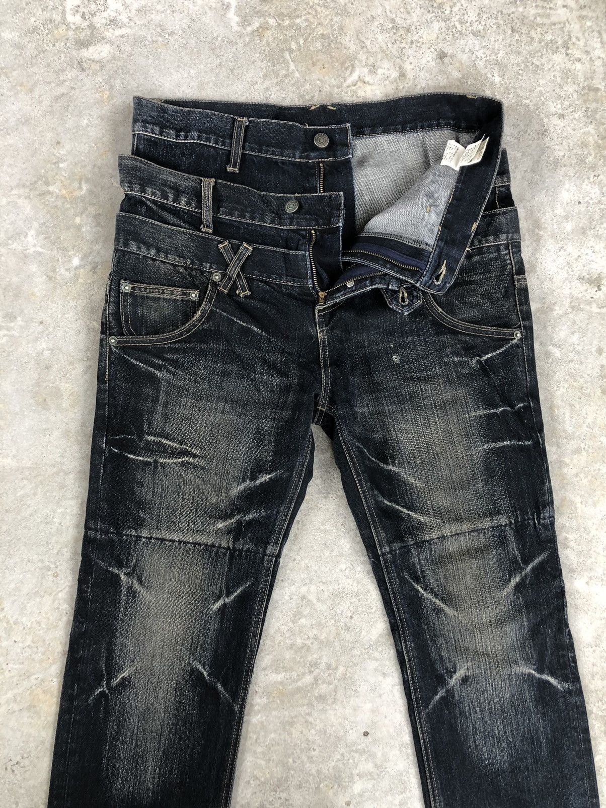 PPFM PPFM Double Waist Distressed Denim Punk Style Size US 33 - 4 Thumbnail