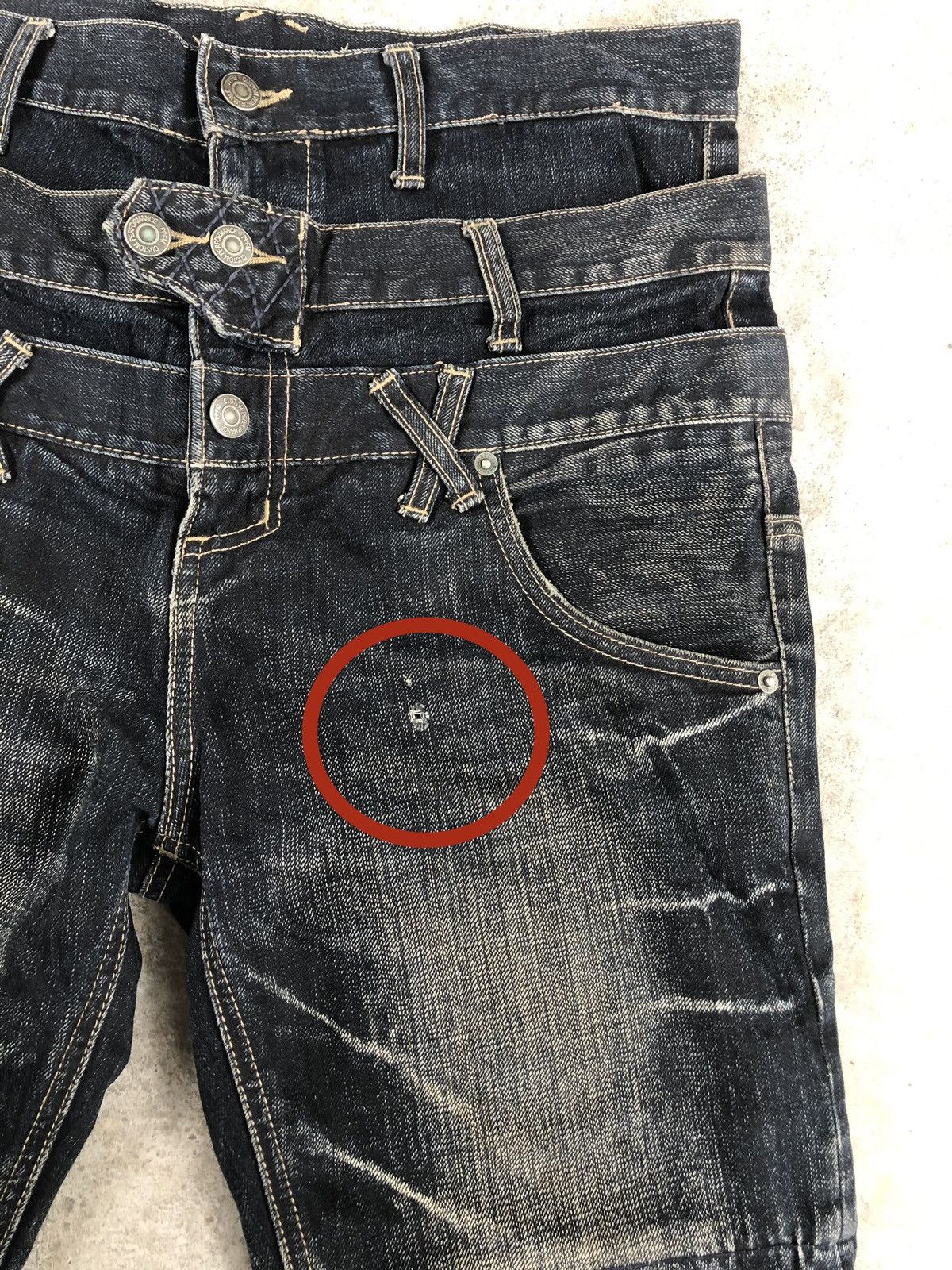 PPFM PPFM Double Waist Distressed Denim Punk Style Size US 33 - 9 Thumbnail