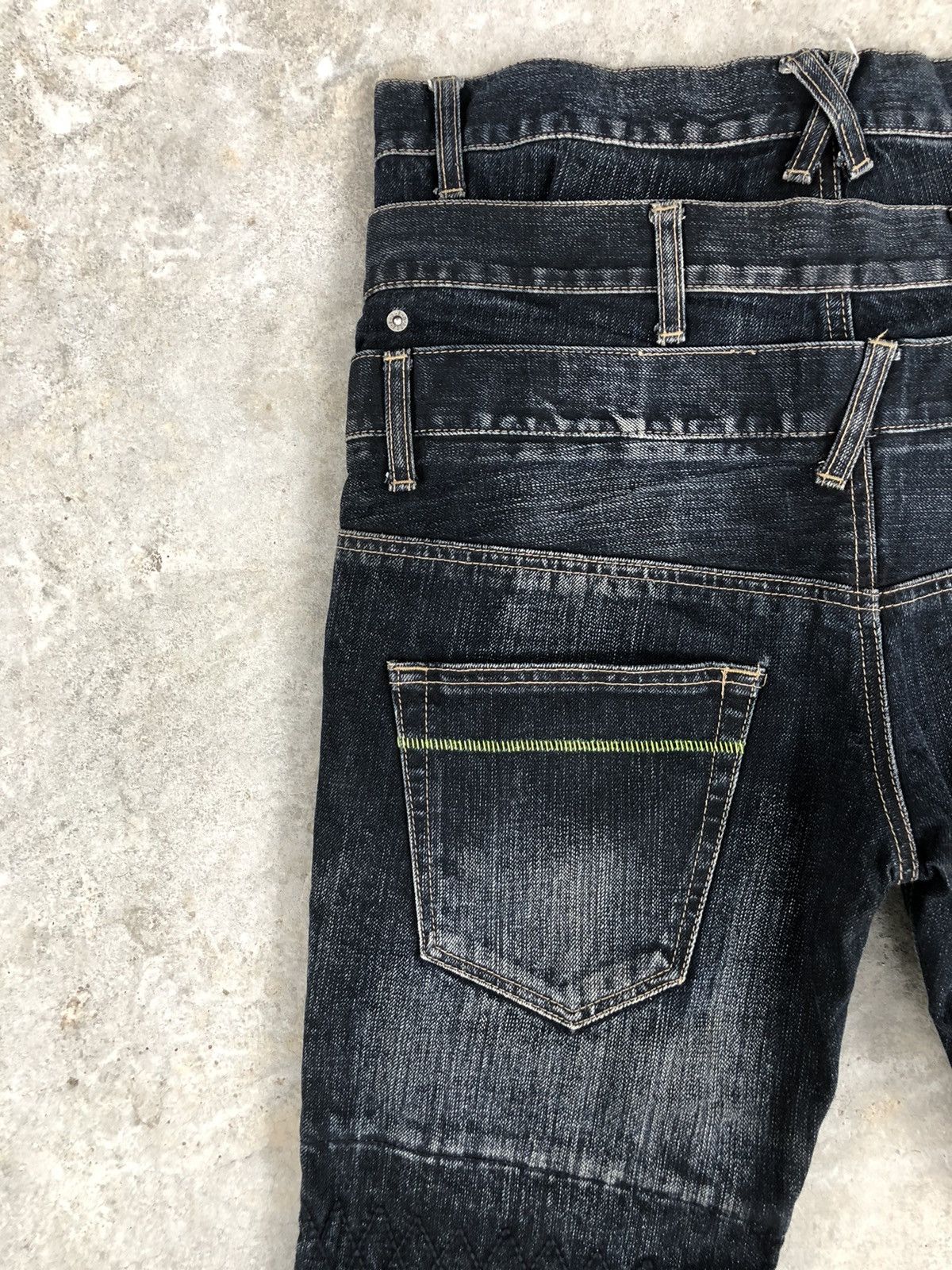 PPFM PPFM Double Waist Distressed Denim Punk Style Size US 33 - 12 Thumbnail