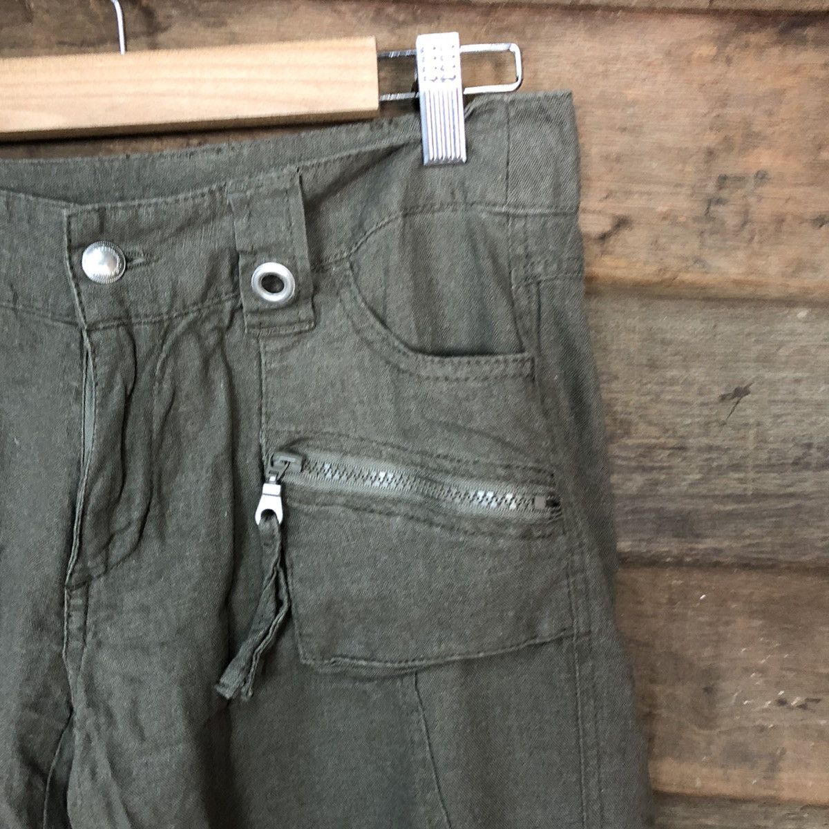 Japanese Brand Double Edge Green multipocket Cargo Pants #3976 Size US 28 / EU 44 - 5 Thumbnail
