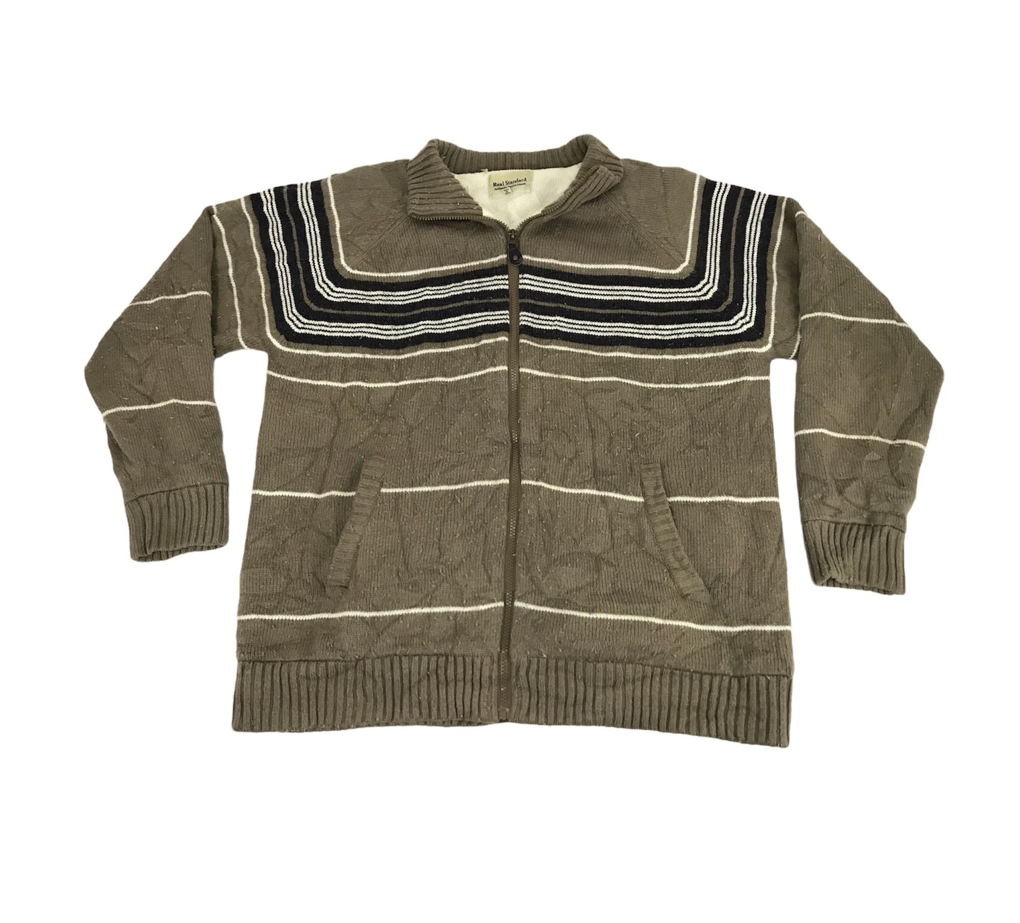 Japanese Brand Real Standard Sherpa Inner Sweatshirt Striped Desig Size US L / EU 52-54 / 3 - 1 Thumbnail