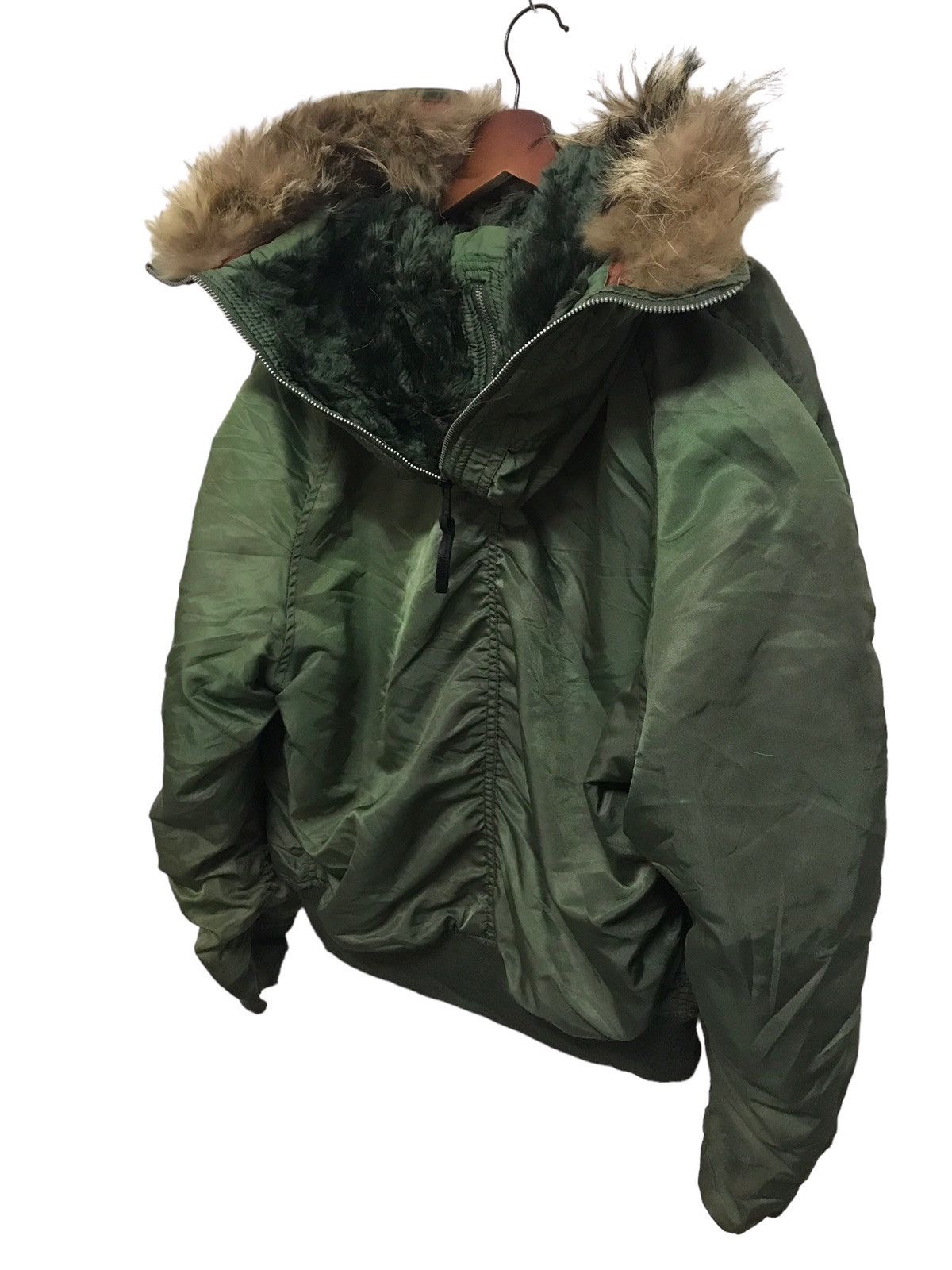 Vintage 🔥🔥BEST OFFER🔥🔥Vintage Army Fur Hoodie Bomber Jacket Military Size US L / EU 52-54 / 3 - 9 Thumbnail