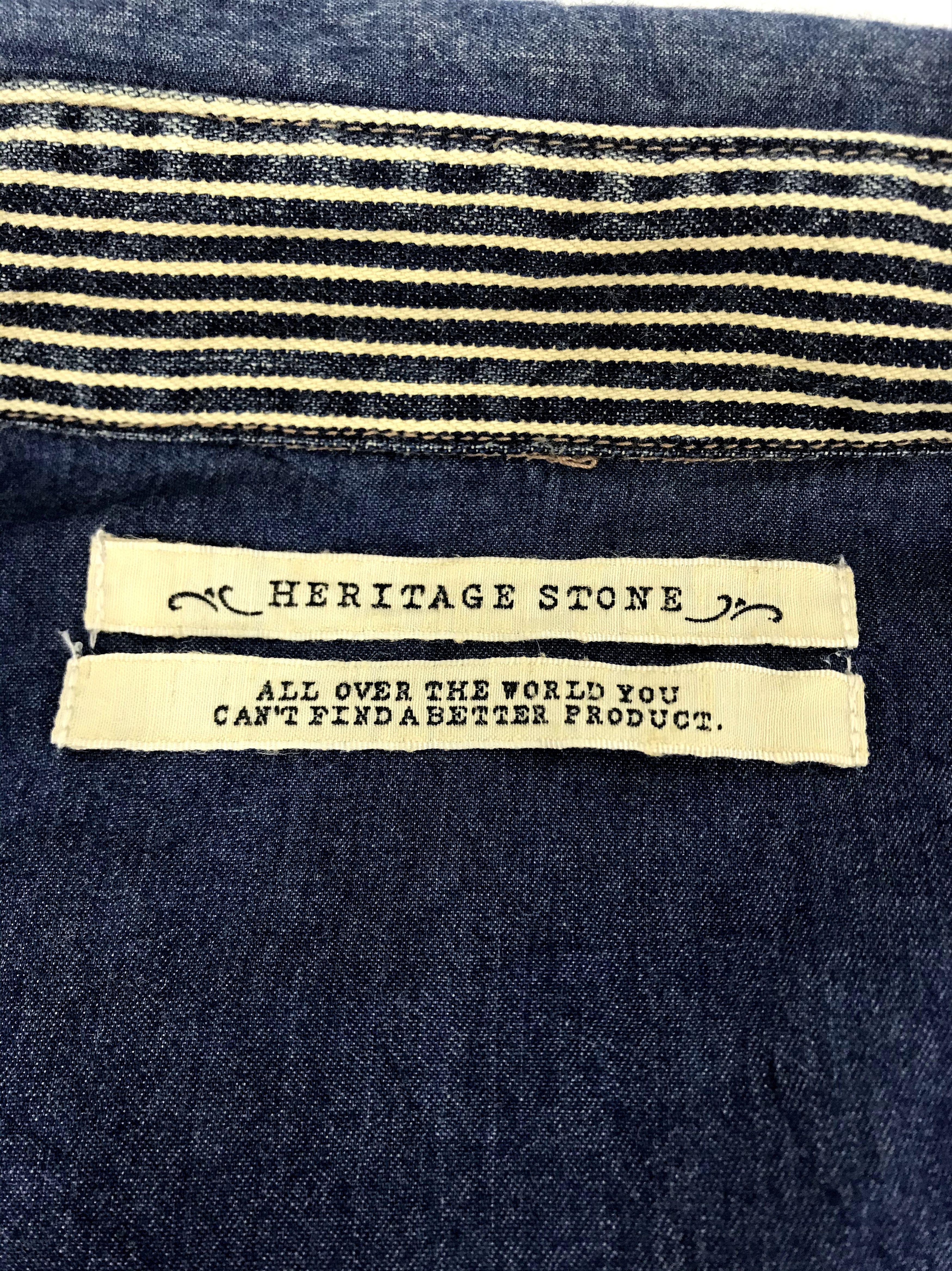 Japanese Brand Heritage Stone Denim Flannel Jacket Snap Button Size US M / EU 48-50 / 2 - 3 Thumbnail
