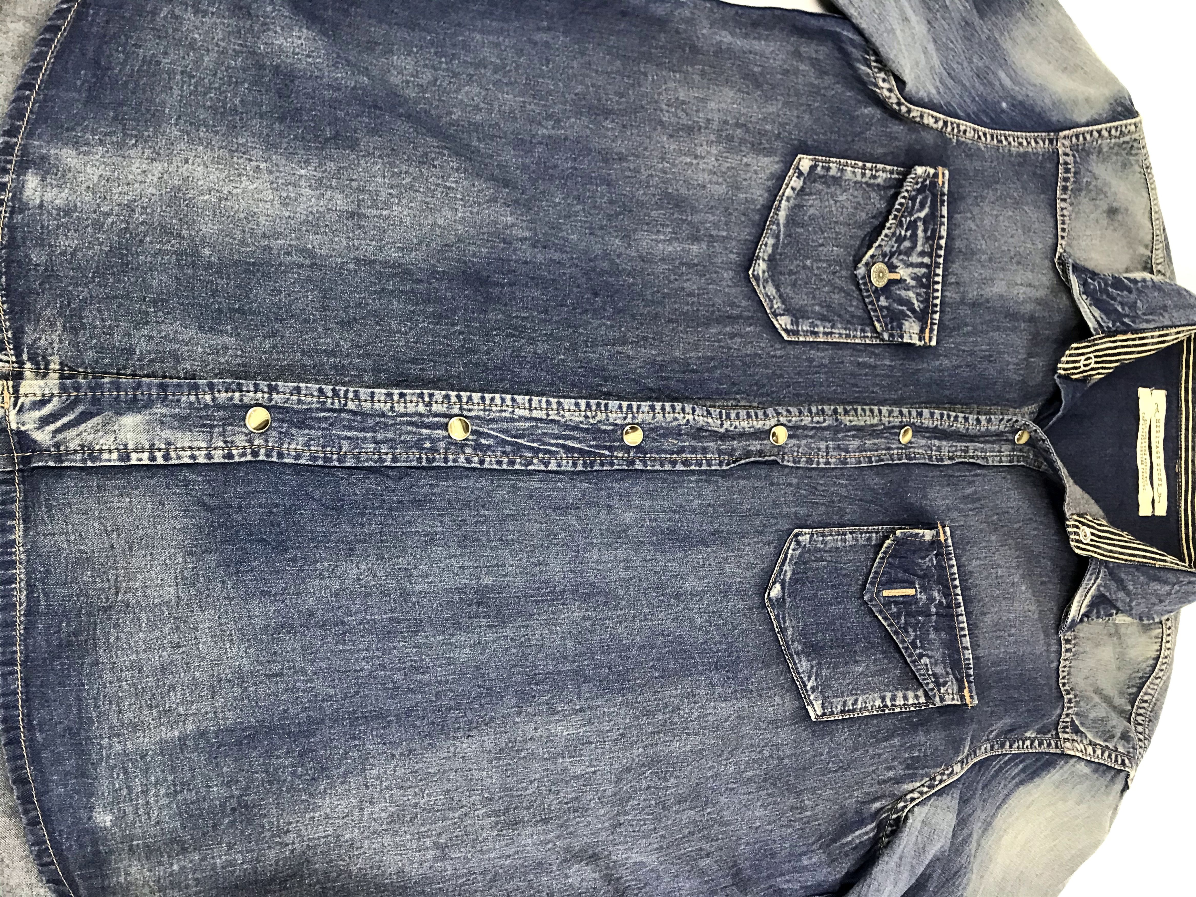 Japanese Brand Heritage Stone Denim Flannel Jacket Snap Button Size US M / EU 48-50 / 2 - 2 Thumbnail