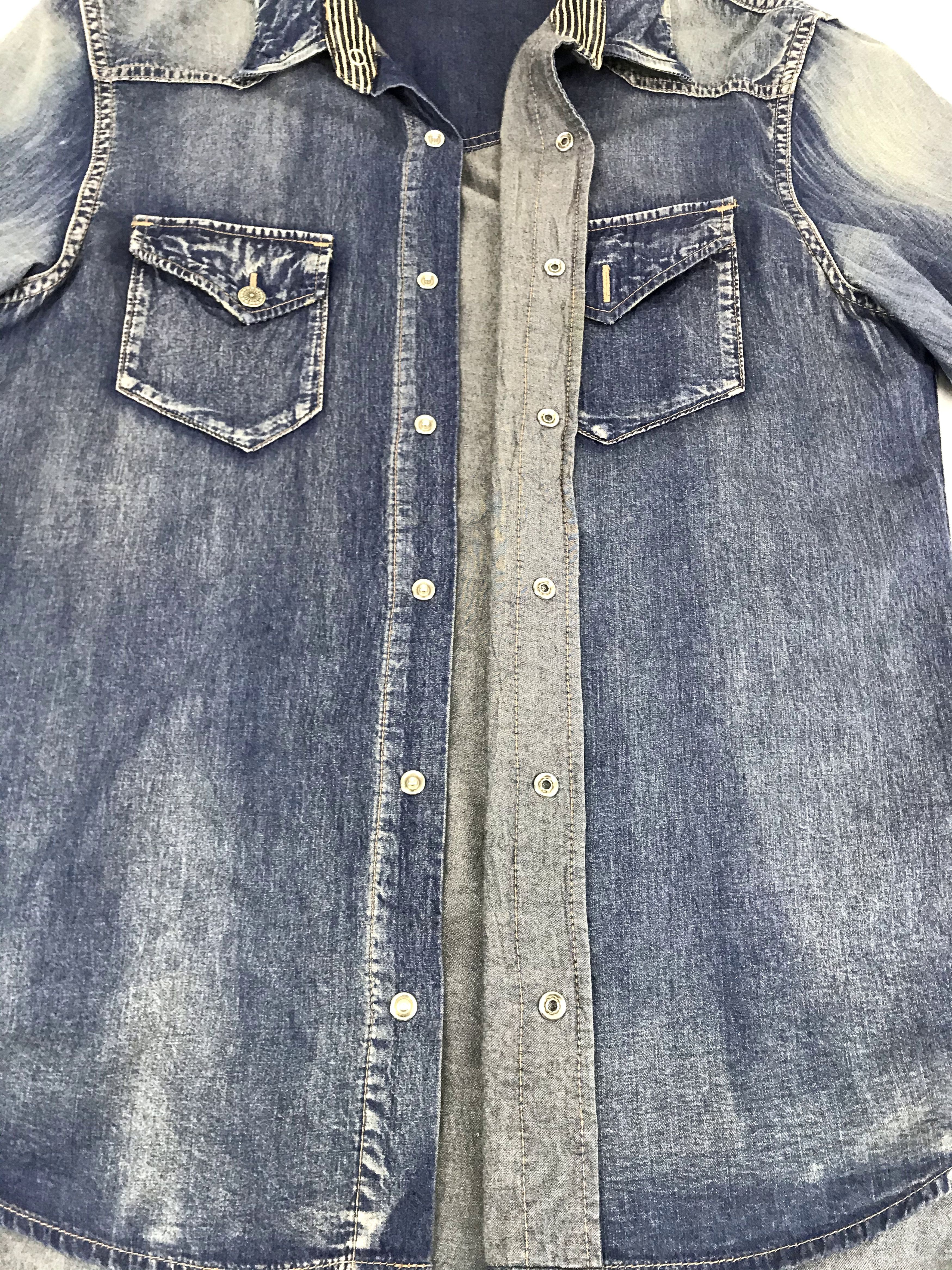 Japanese Brand Heritage Stone Denim Flannel Jacket Snap Button Size US M / EU 48-50 / 2 - 4 Thumbnail