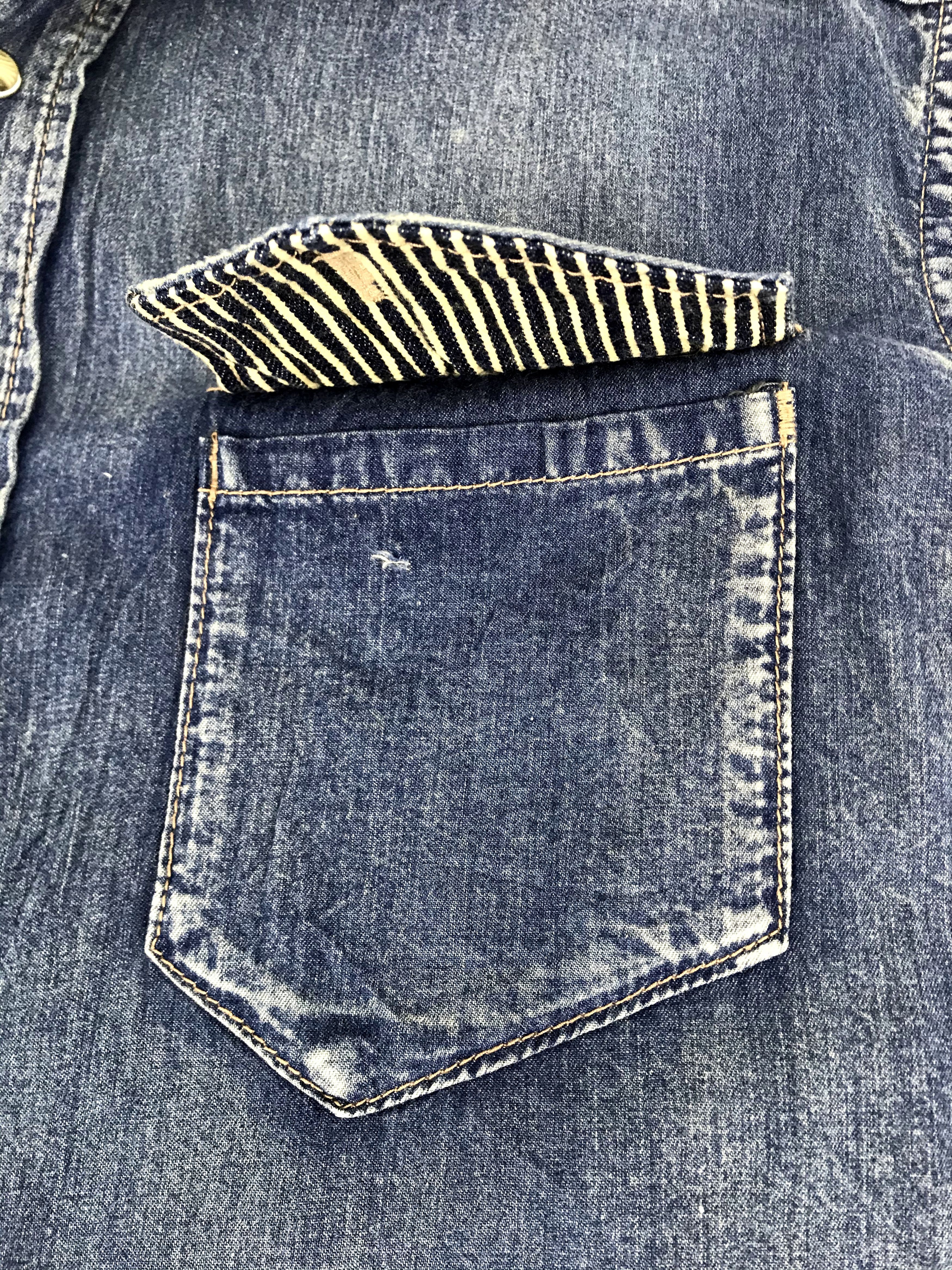 Japanese Brand Heritage Stone Denim Flannel Jacket Snap Button Size US M / EU 48-50 / 2 - 6 Thumbnail