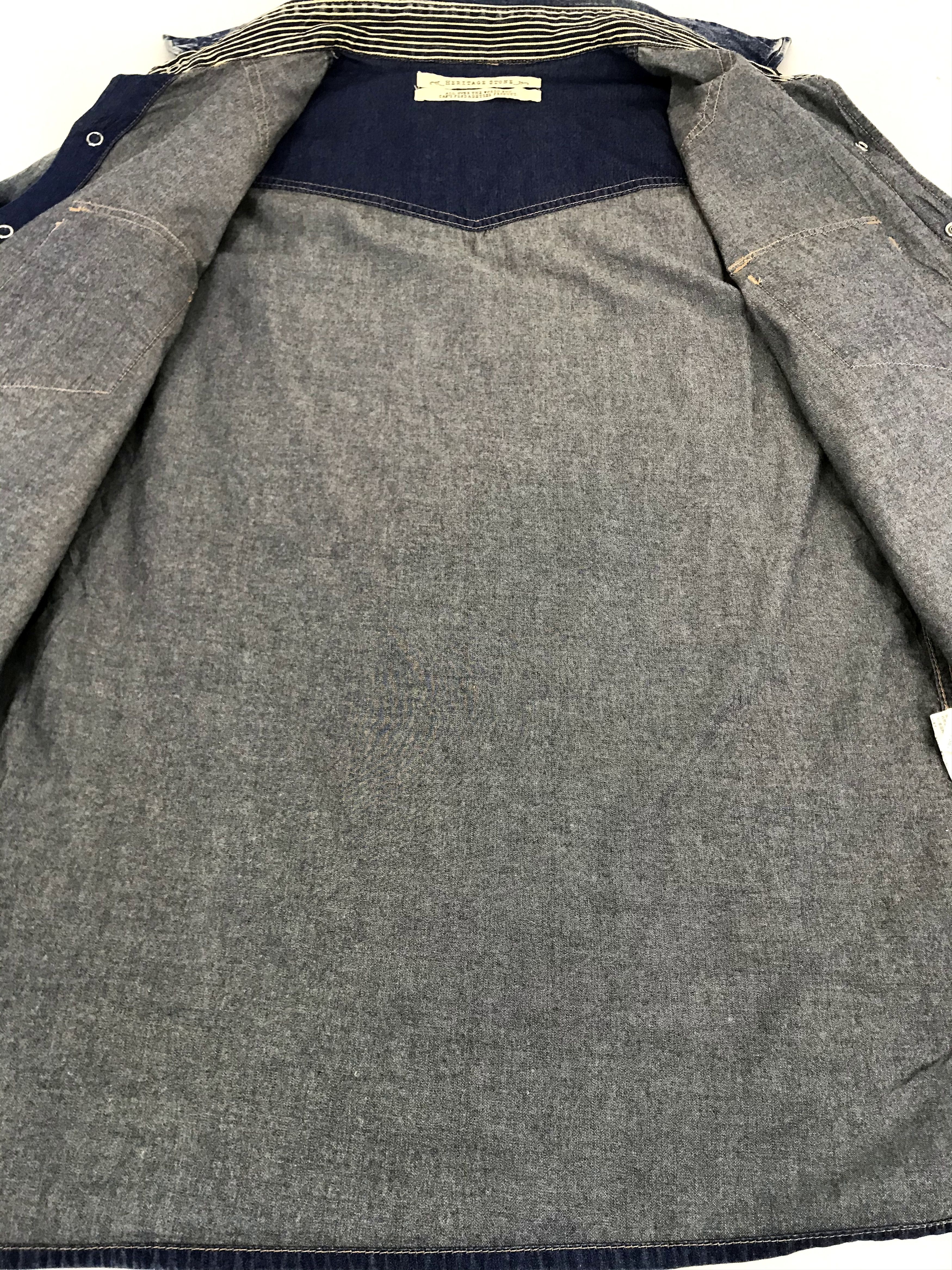 Japanese Brand Heritage Stone Denim Flannel Jacket Snap Button Size US M / EU 48-50 / 2 - 5 Thumbnail
