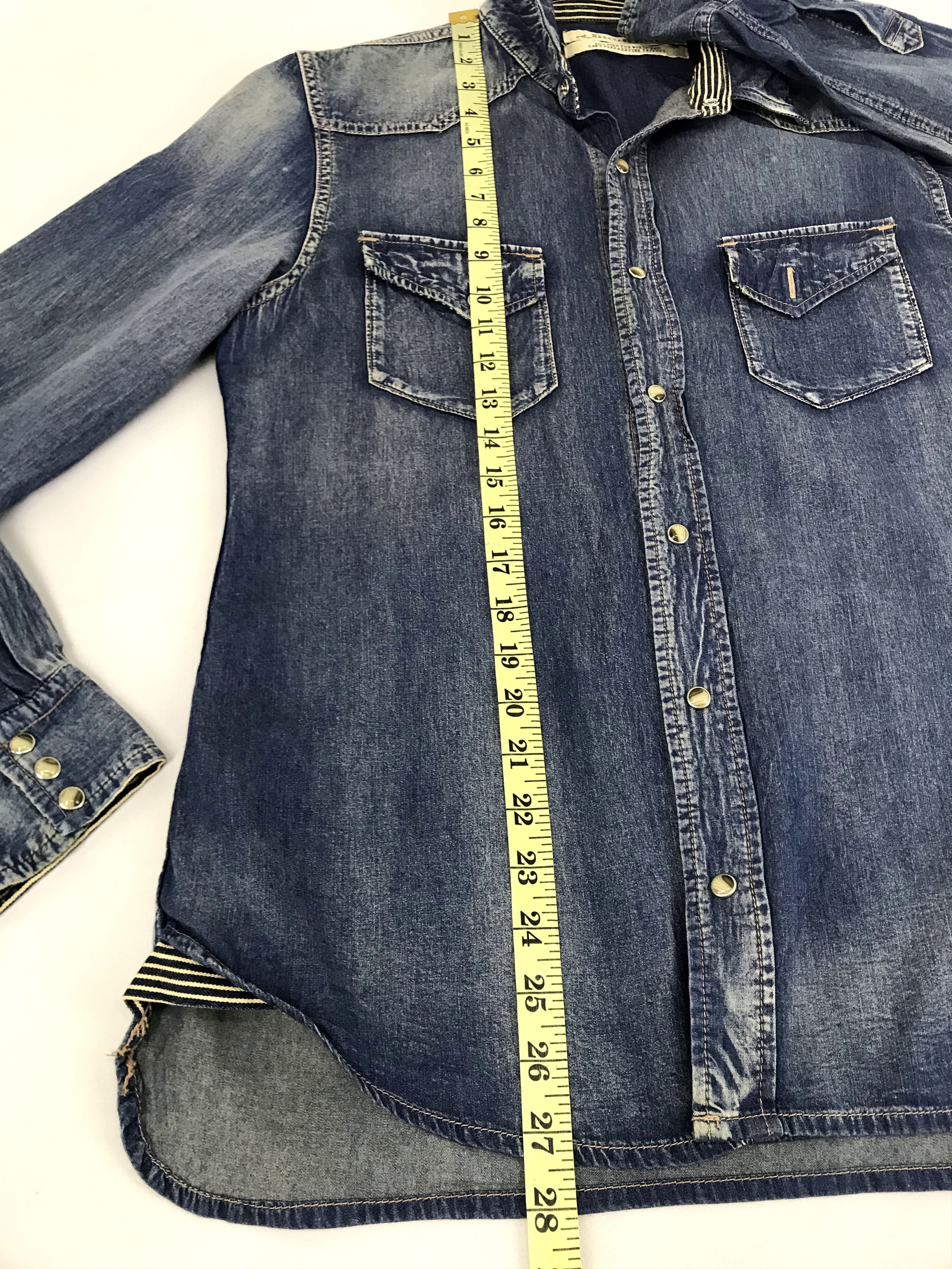 Japanese Brand Heritage Stone Denim Flannel Jacket Snap Button Size US M / EU 48-50 / 2 - 12 Thumbnail