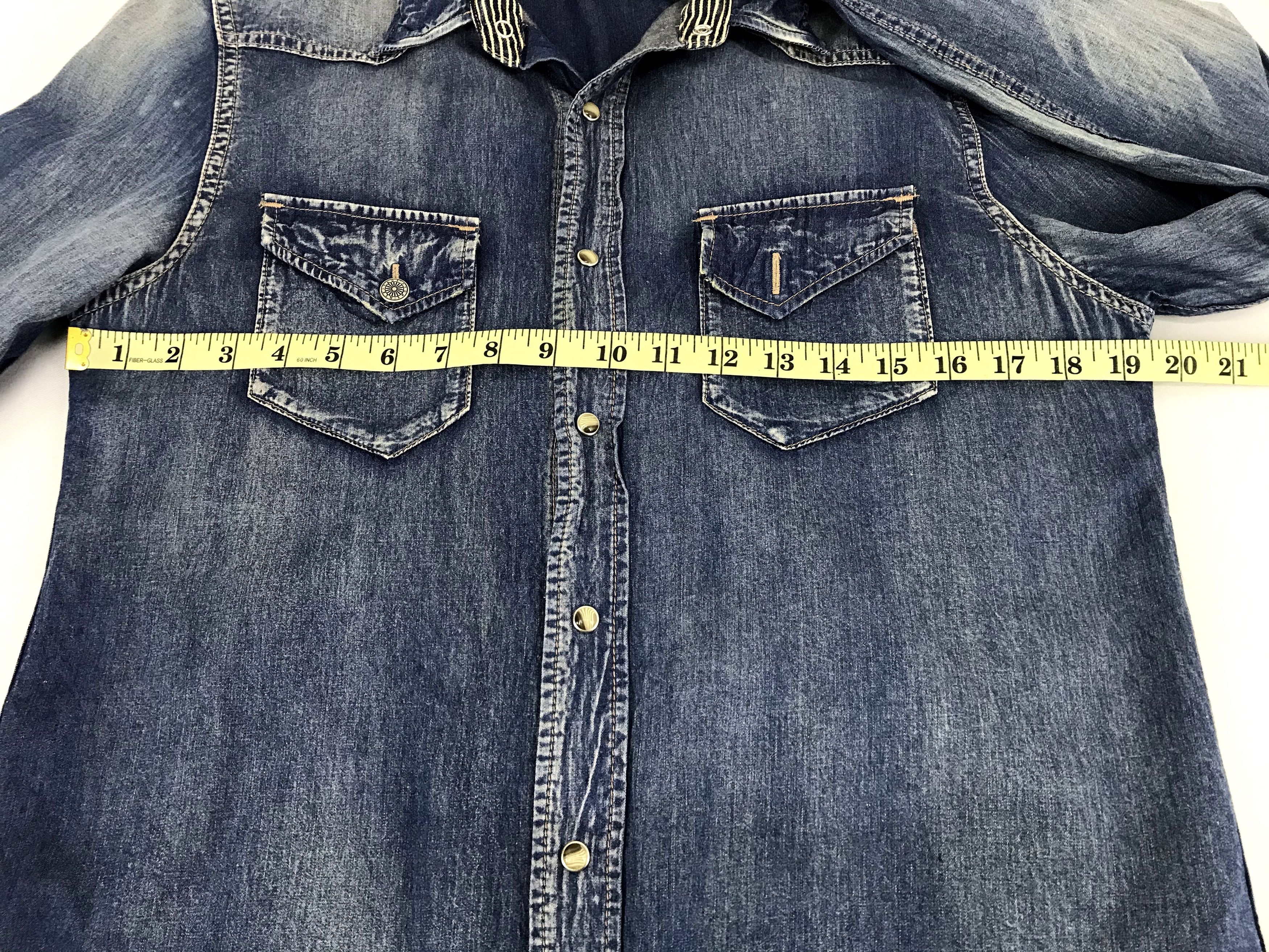 Japanese Brand Heritage Stone Denim Flannel Jacket Snap Button Size US M / EU 48-50 / 2 - 11 Thumbnail