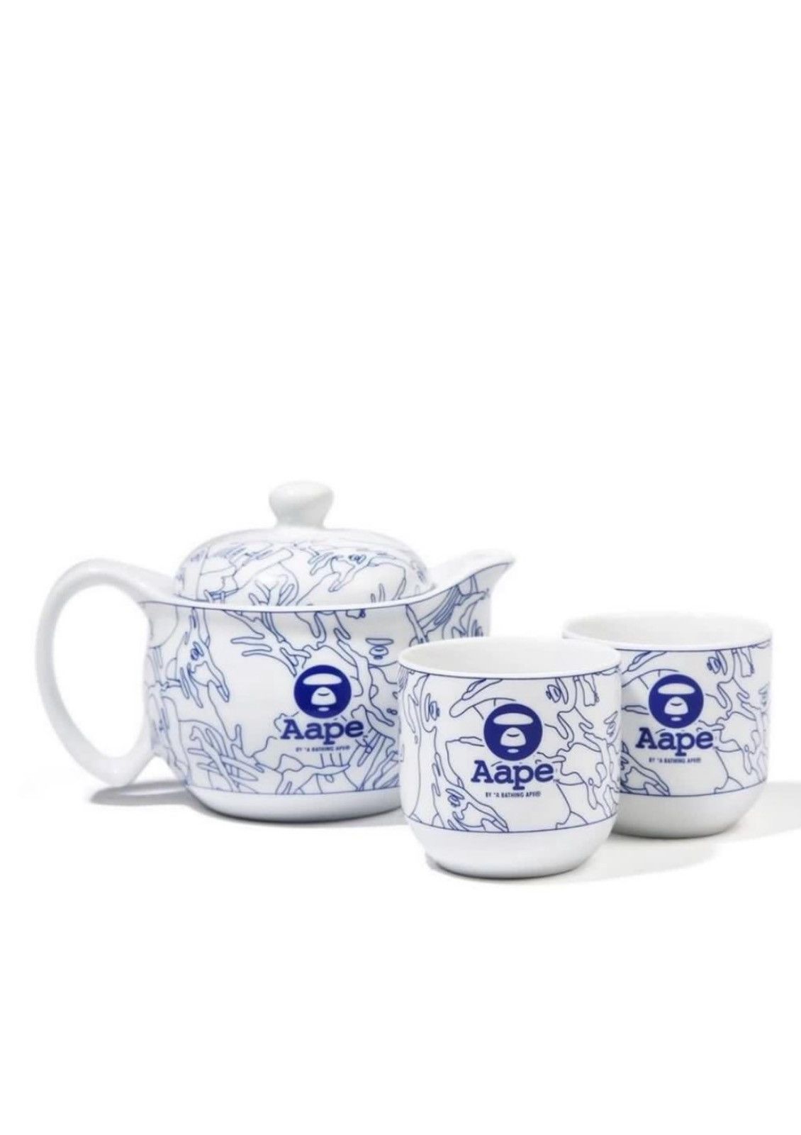 image of Aape By A Bathing Ape Ceramic China Tea Pot Set in Blue, Men's