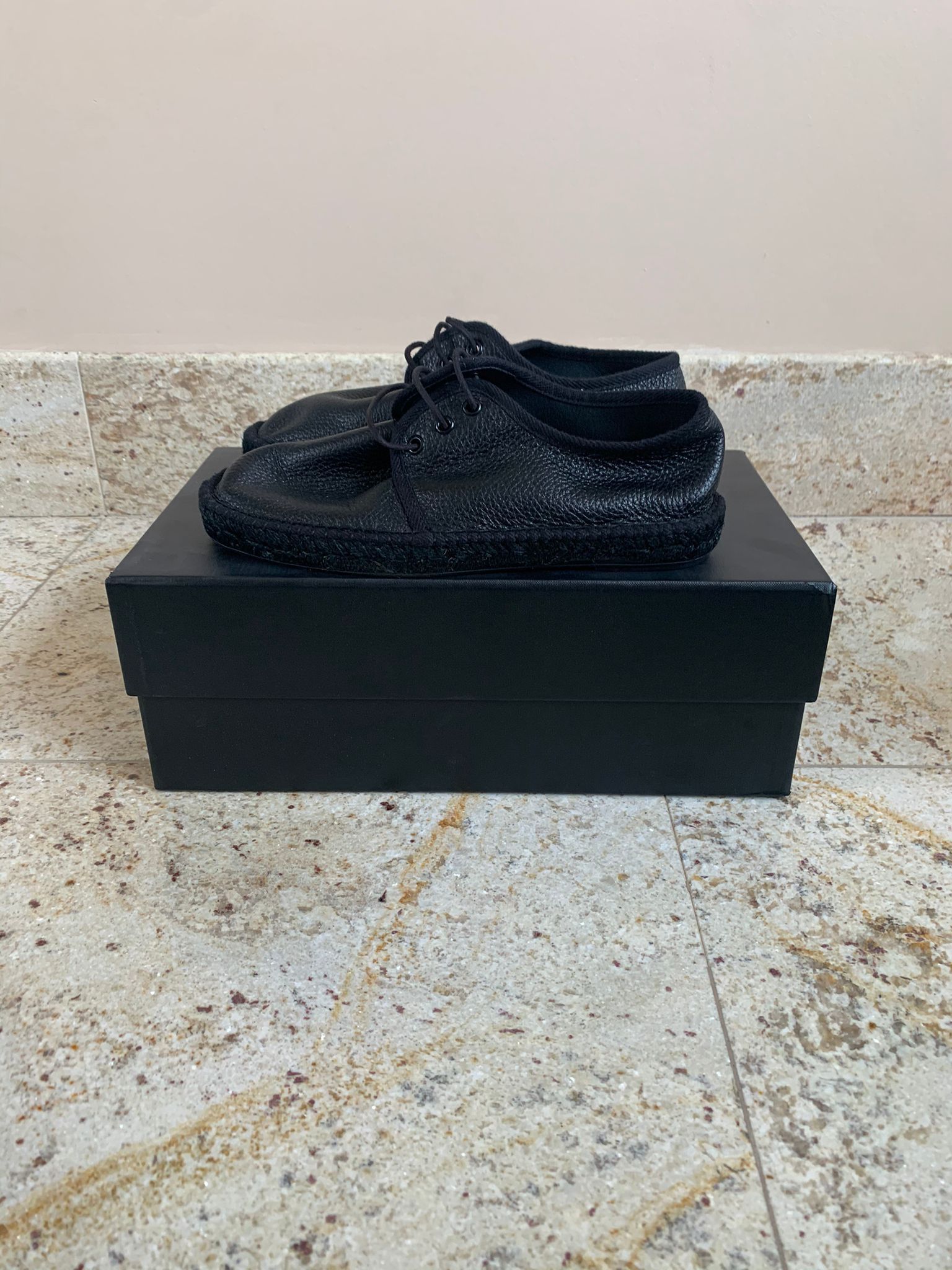 Saint Laurent Paris Deer Leather Espadrilles in Black Size US 7 / EU 40 - 1 Thumbnail