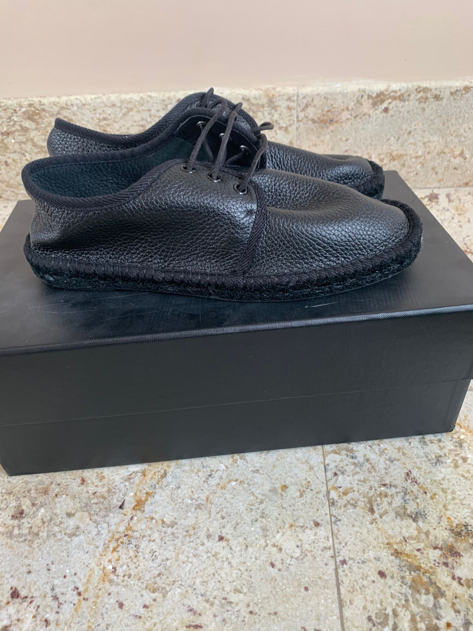 Saint Laurent Paris Deer Leather Espadrilles in Black Size US 7 / EU 40 - 8 Thumbnail