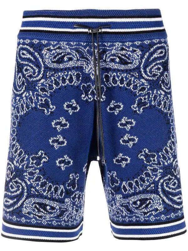 Amiri Amiri Bandana Print B-Ball Drawstring Shorts Size US 34 / EU 50 - 1 Thumbnail