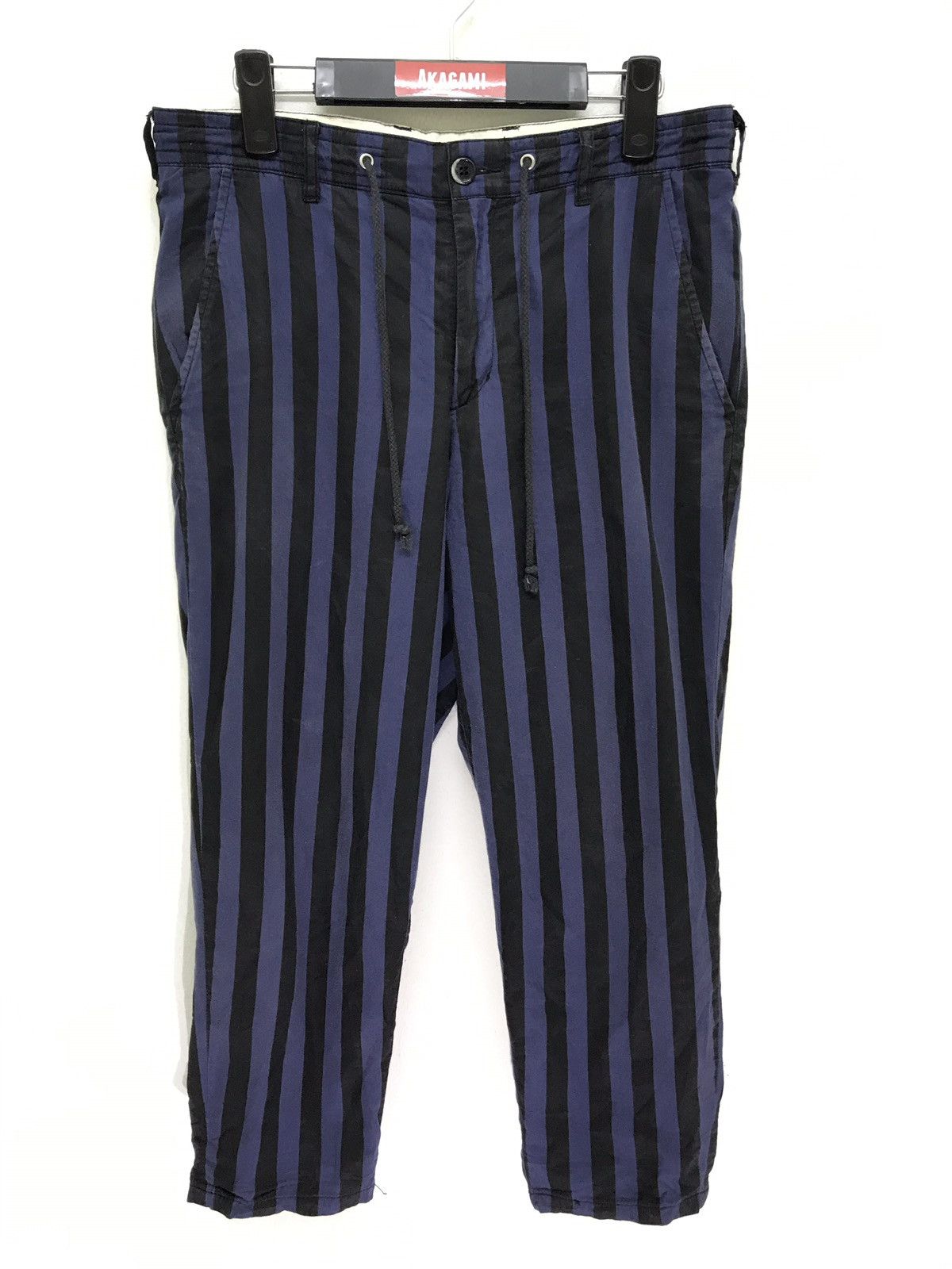 Image of Hare Japan Engineered Garments Border Striped Cropped Pant in Dark Blue, Men's (Size 31)