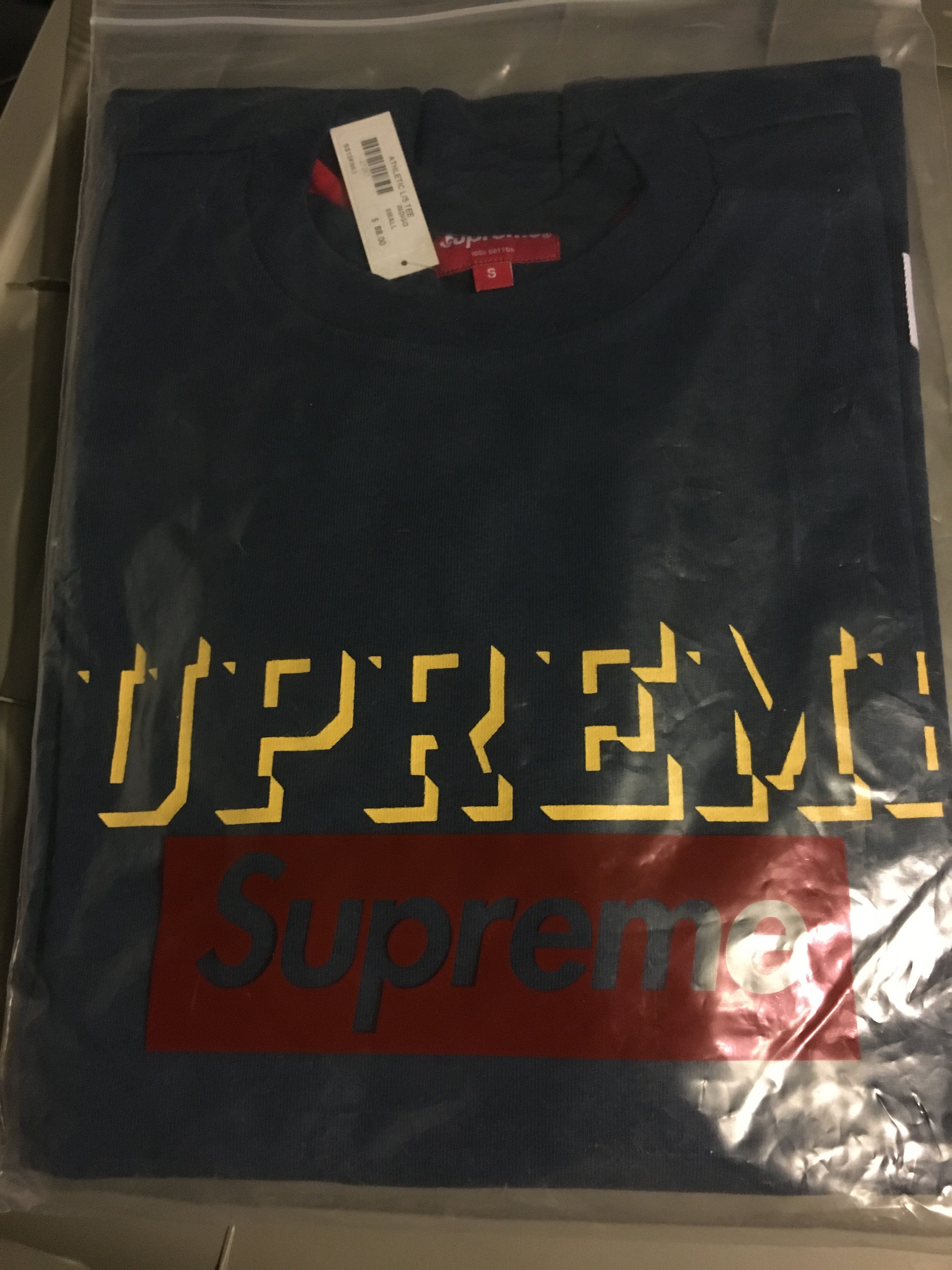 image of Supreme Athletic L/s Tee Indigo Small Ss15, Men's