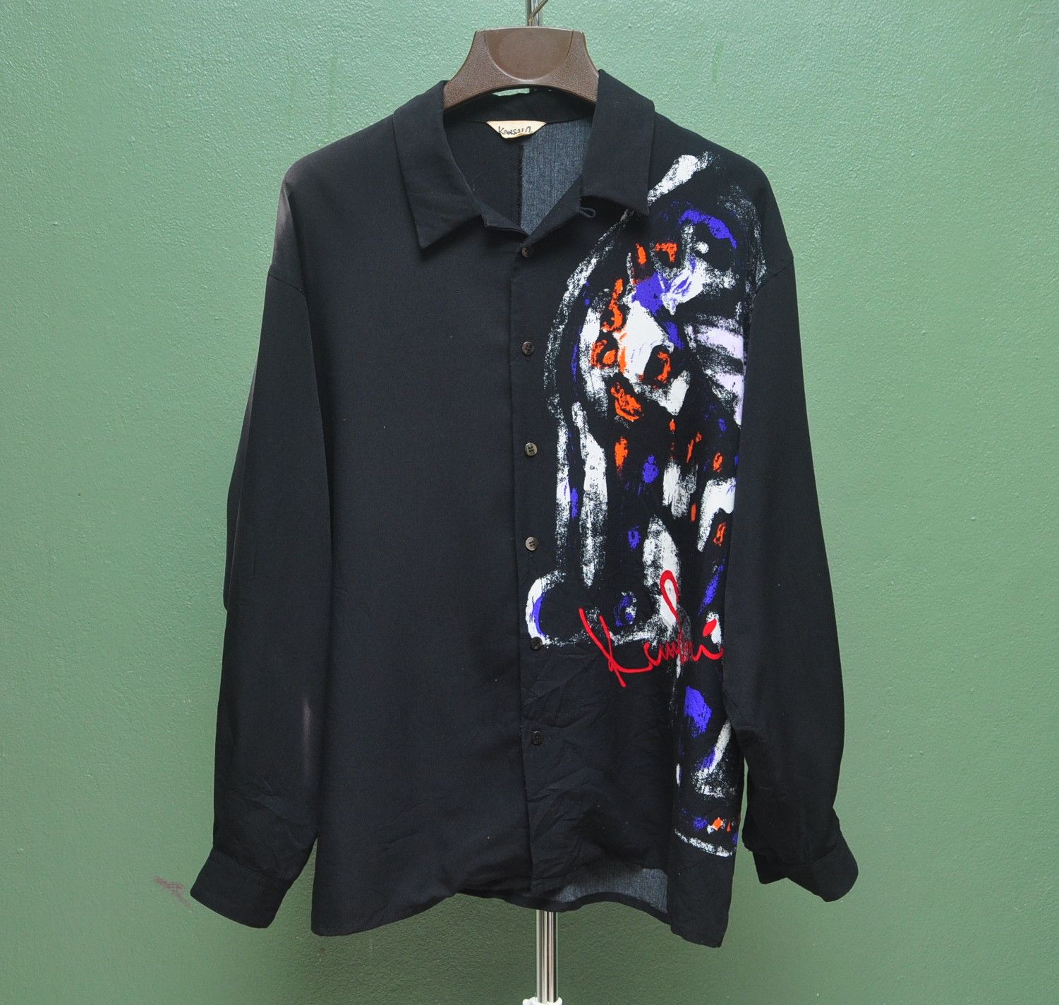 Japanese Brand × Kansai Yamamoto × Vintage Vintage Kansai Yamamoto O2 Designer Fashion Style Black Size US L / EU 52-54 / 3 - 1 Thumbnail