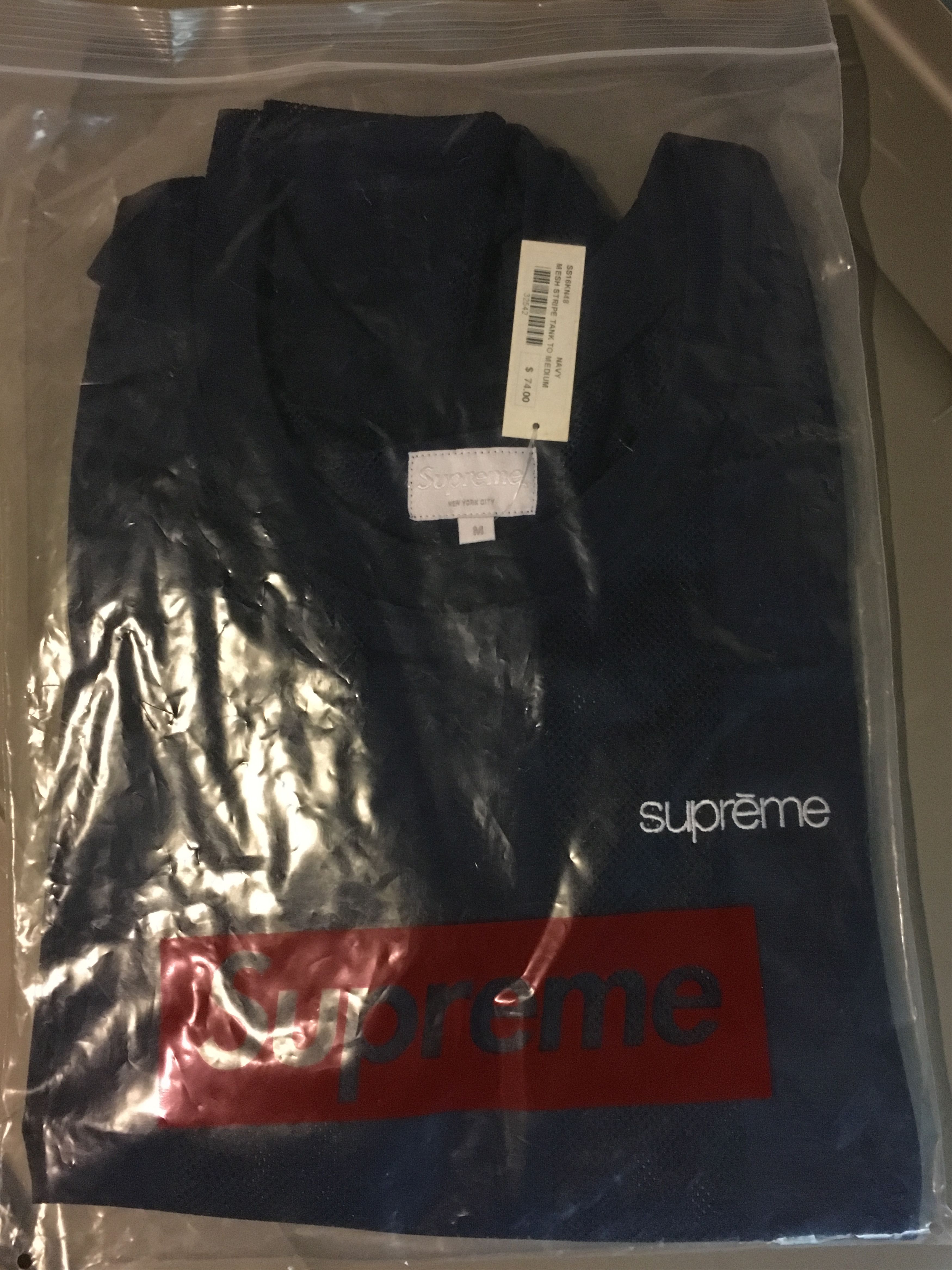 Supreme Mesh Stripe Tank Top Medium Navy SS16