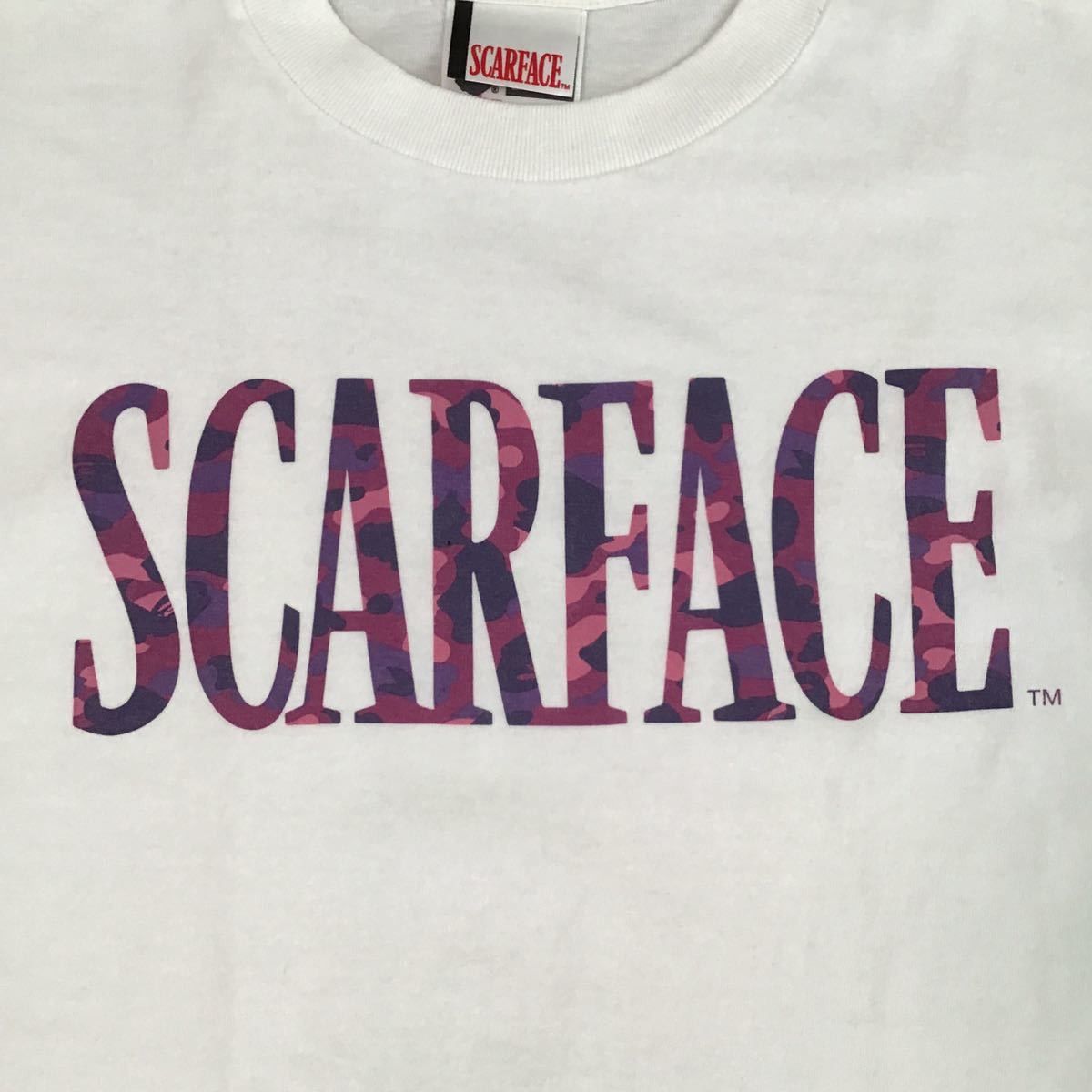 BAPE × scarface T-shirt purple camo