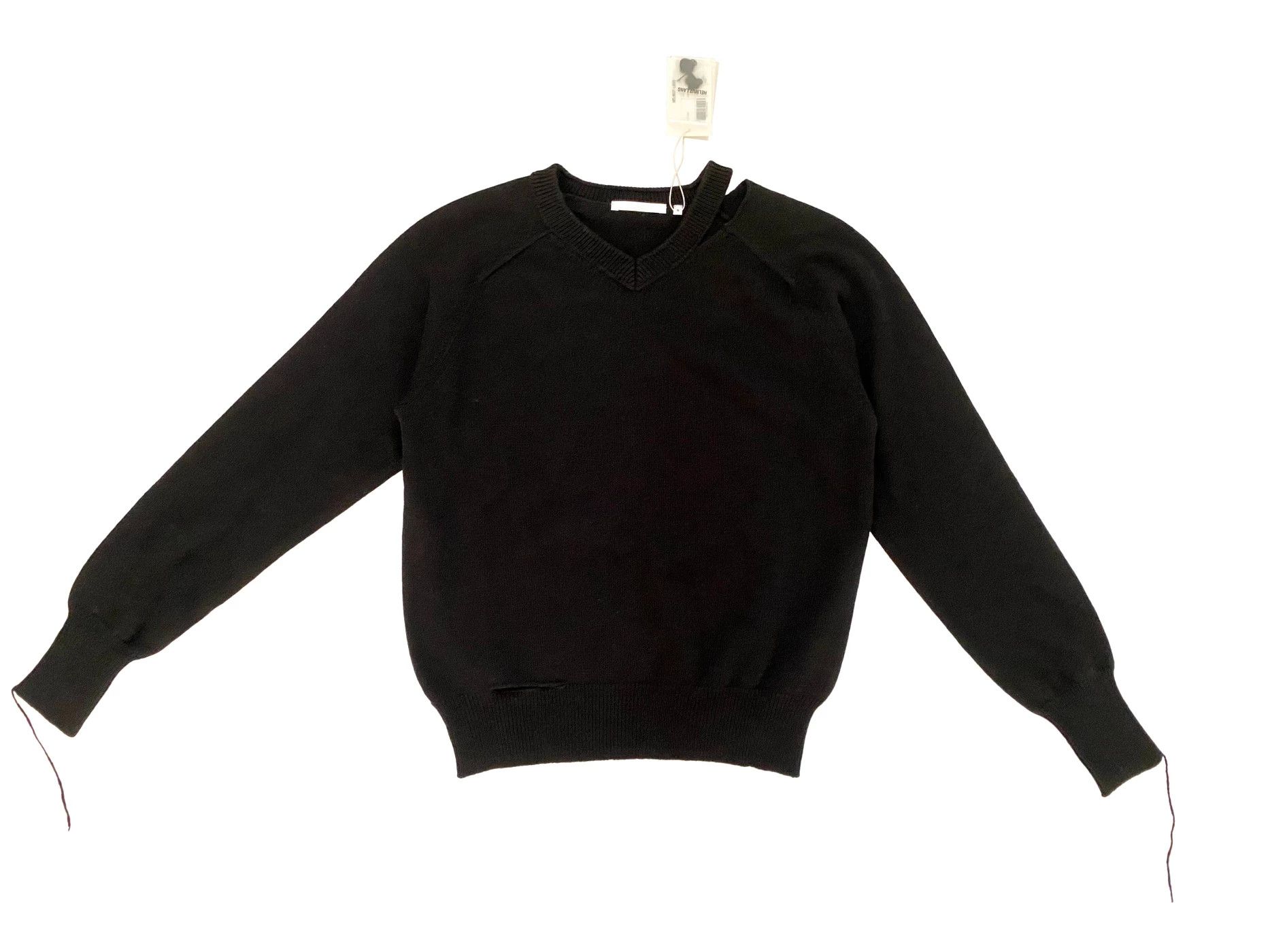 Helmut Lang ⚡️QUICK SALE⚡️ Helmut Lang Black Slash V-neck Knit Size US XS / EU 42 / 0 - 1 Thumbnail