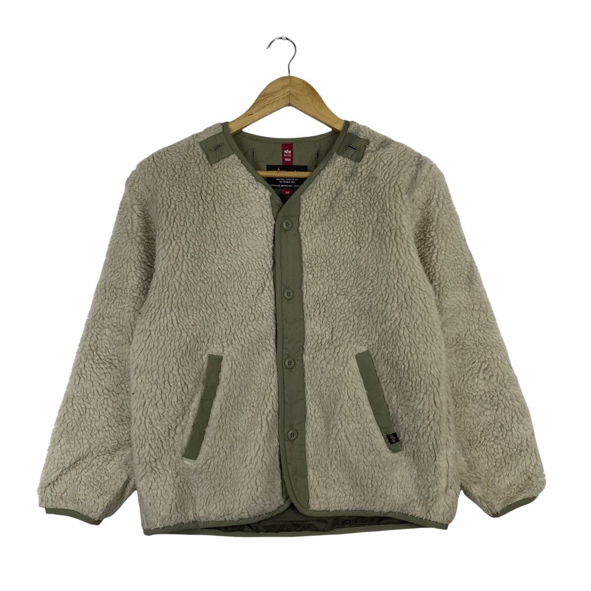 Alpha Industries × Vintage Vintage ALPHA INDUSTRIES Fully Button Fleece Sweater Size US S / EU 44-46 / 1 - 1 Thumbnail