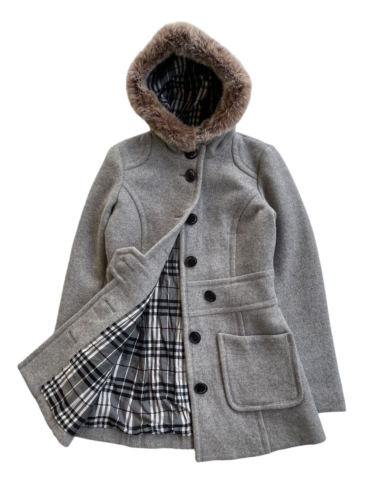 Burberry Rabbit Fur Trench Coat (size 38) - Main Image