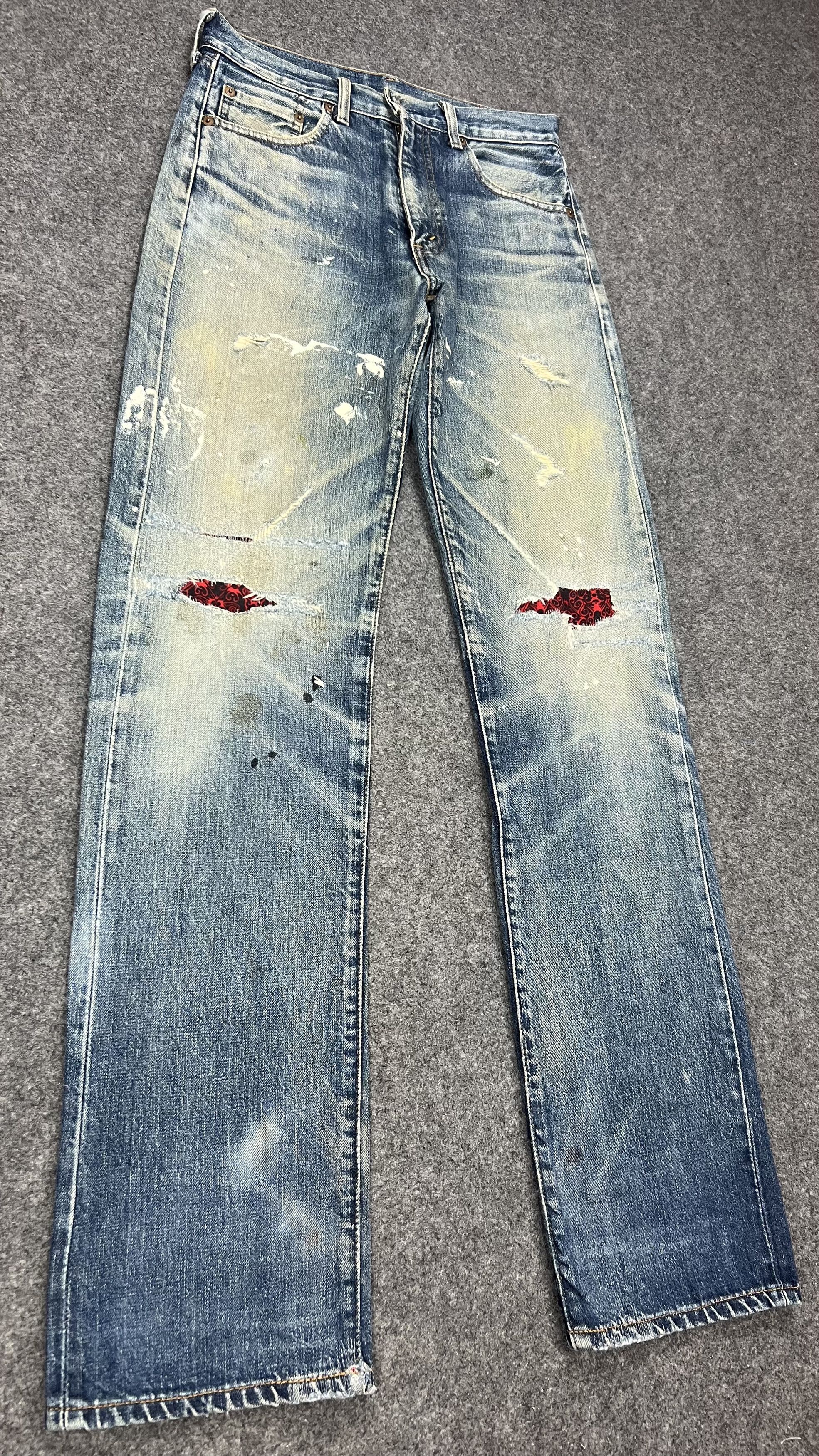 image of Distressed Denim x Kurt Cobain Destroy Levis Be Vintage Jeans in Blue, Men's (Size 30)