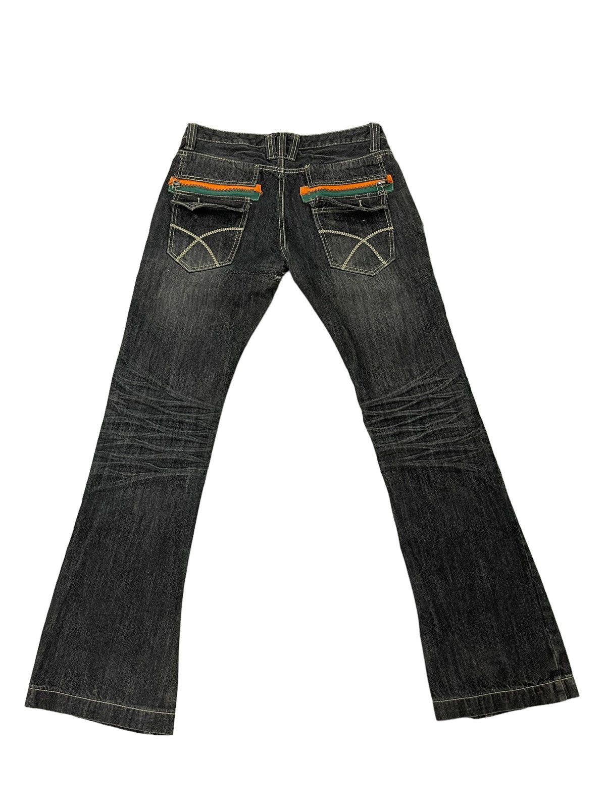 Japanese Brand Flare Jeans Daily Topics Distress Low Rise Boot Cut 5🟦7 Size US 34 / EU 50 - 2 Thumbnail