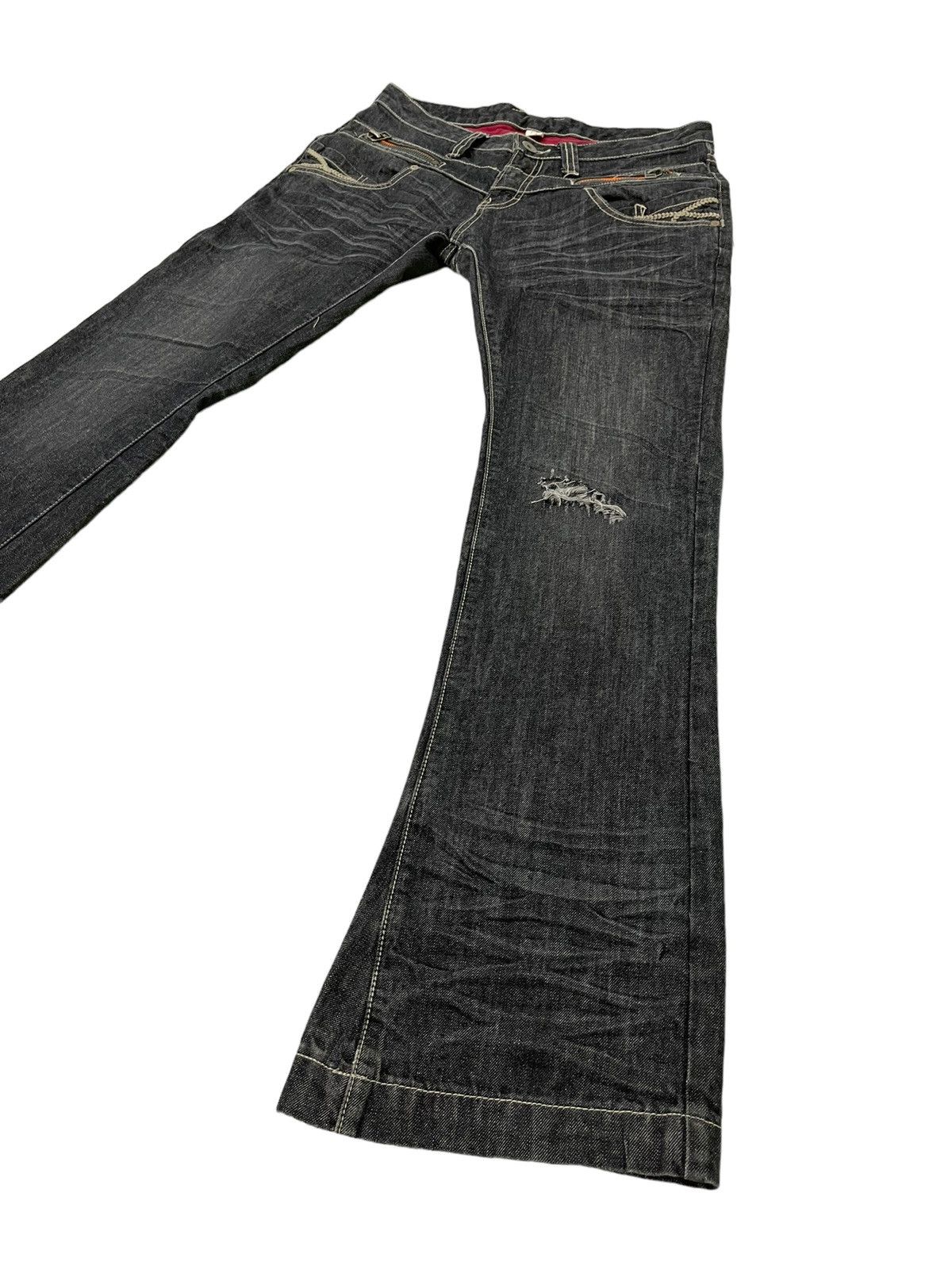 Japanese Brand Flare Jeans Daily Topics Distress Low Rise Boot Cut 5🟦7 Size US 34 / EU 50 - 14 Thumbnail