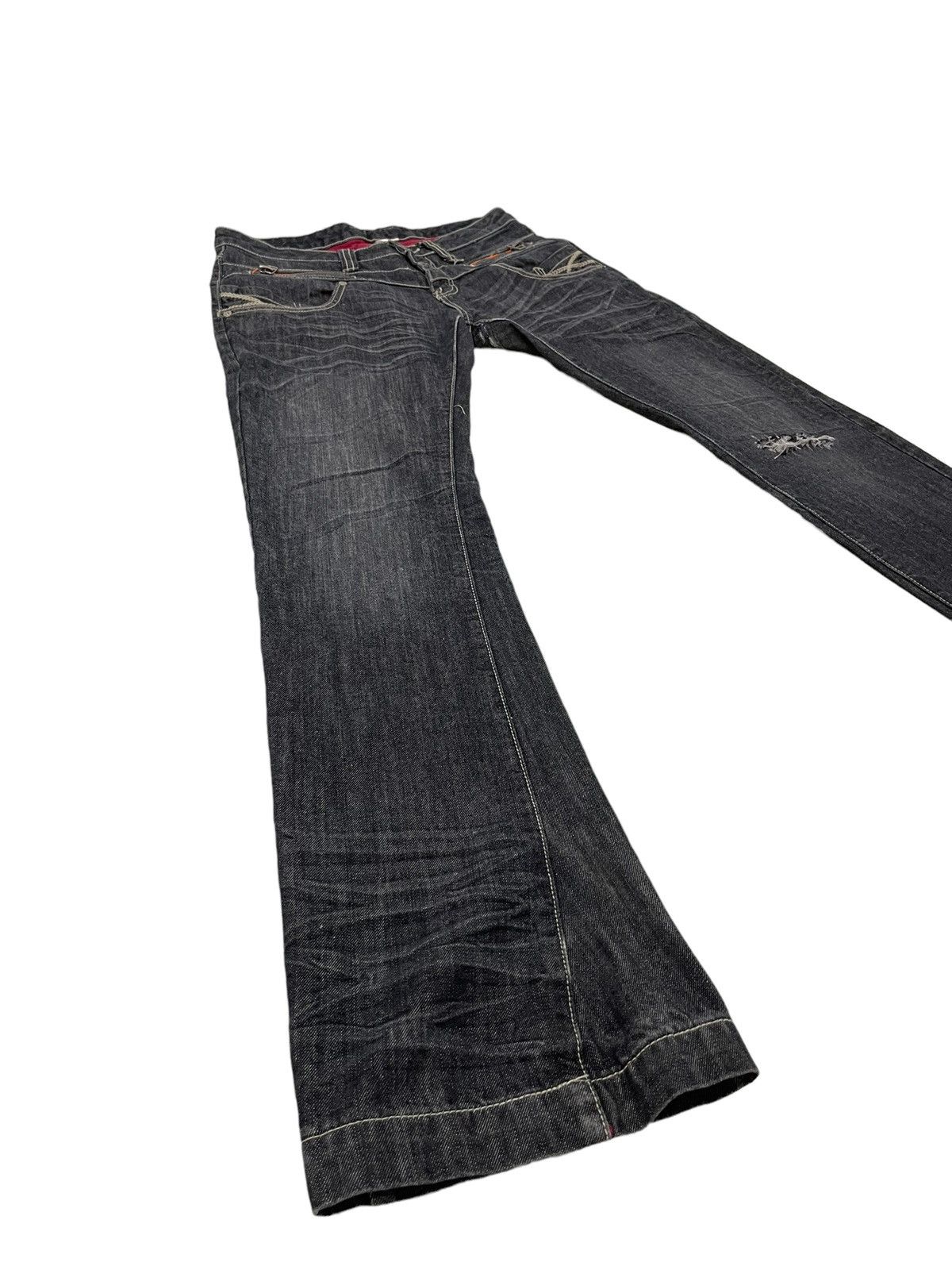 Japanese Brand Flare Jeans Daily Topics Distress Low Rise Boot Cut 5🟦7 Size US 34 / EU 50 - 13 Thumbnail