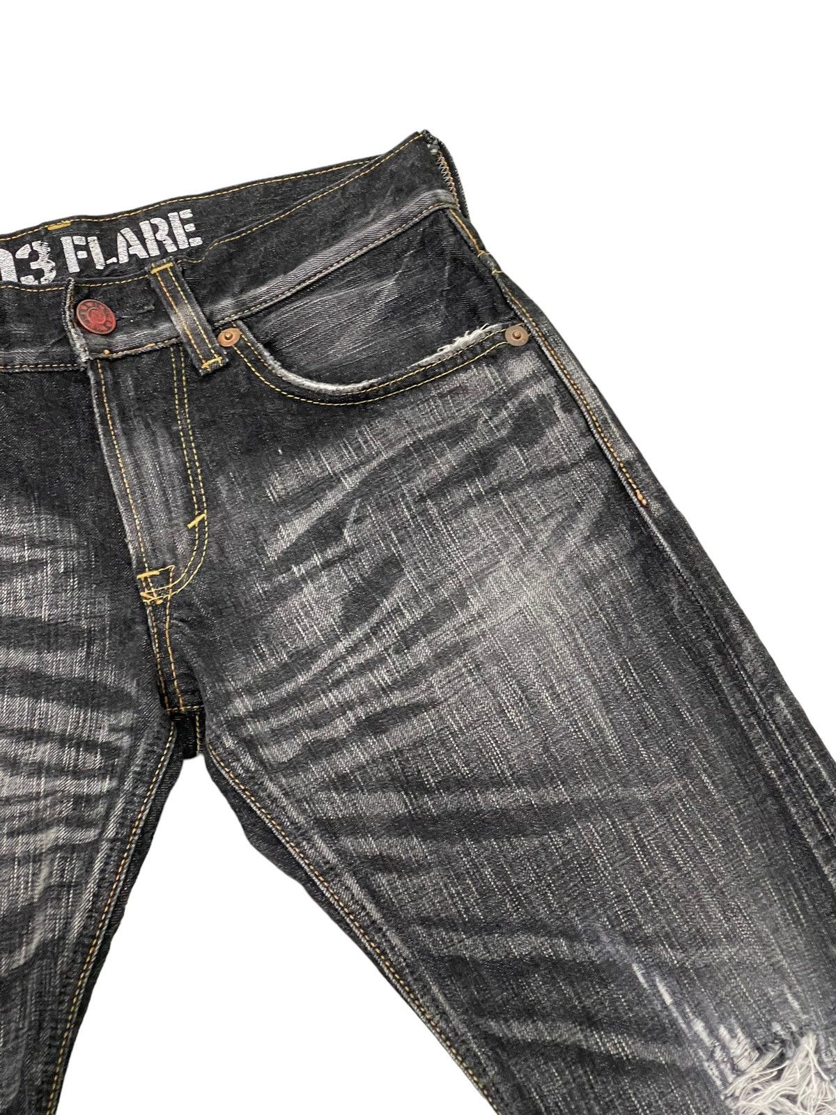 Edwin Flare Jeans Edwin Japan Distress Low Rise Acid Wash 5🟦7 Size US 30 / EU 46 - 9 Thumbnail