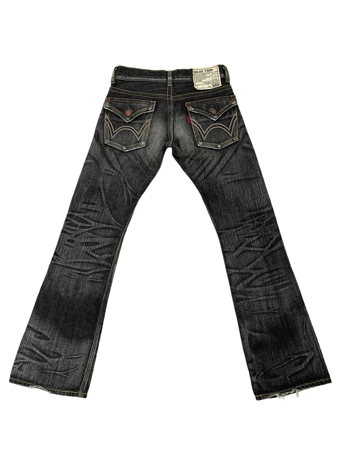 Edwin Flare Jeans Edwin Japan Distress Low Rise Acid Wash 5🟦7 Size US 30 / EU 46 - 12 Thumbnail