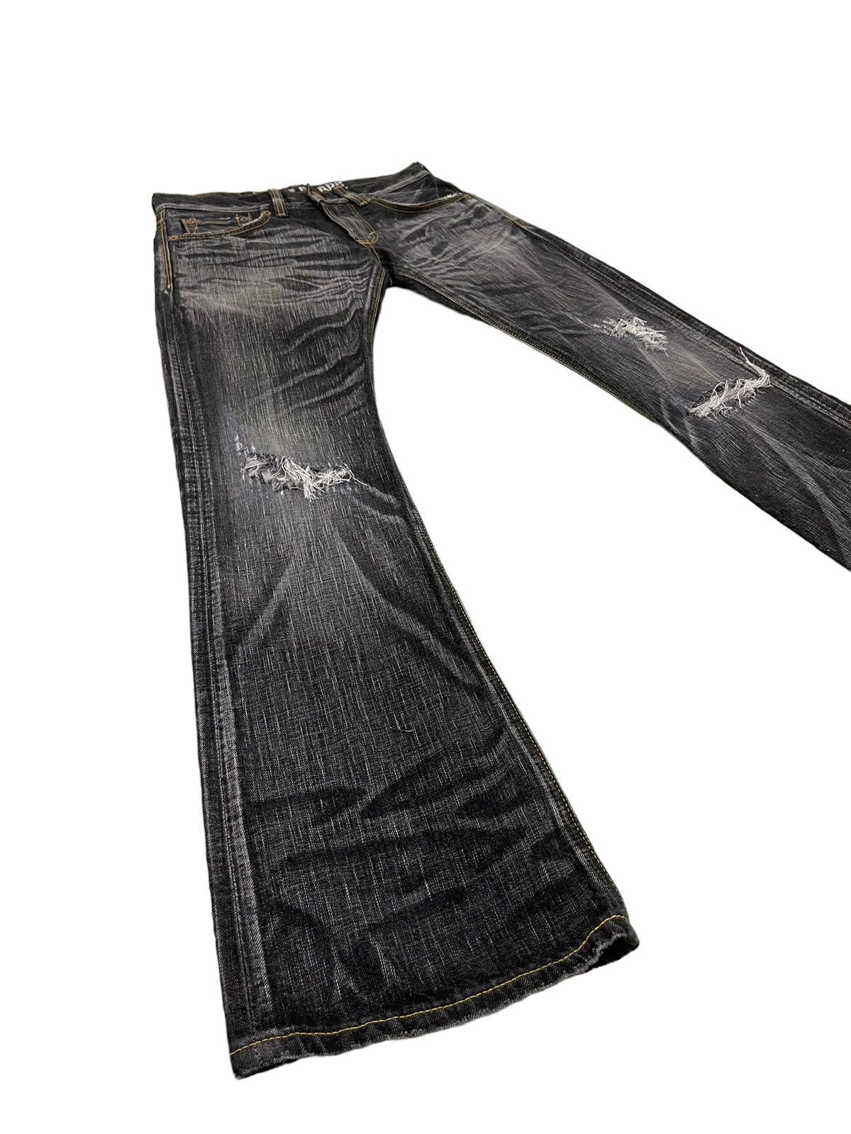 Edwin Flare Jeans Edwin Japan Distress Low Rise Acid Wash 5🟦7 Size US 30 / EU 46 - 3 Thumbnail